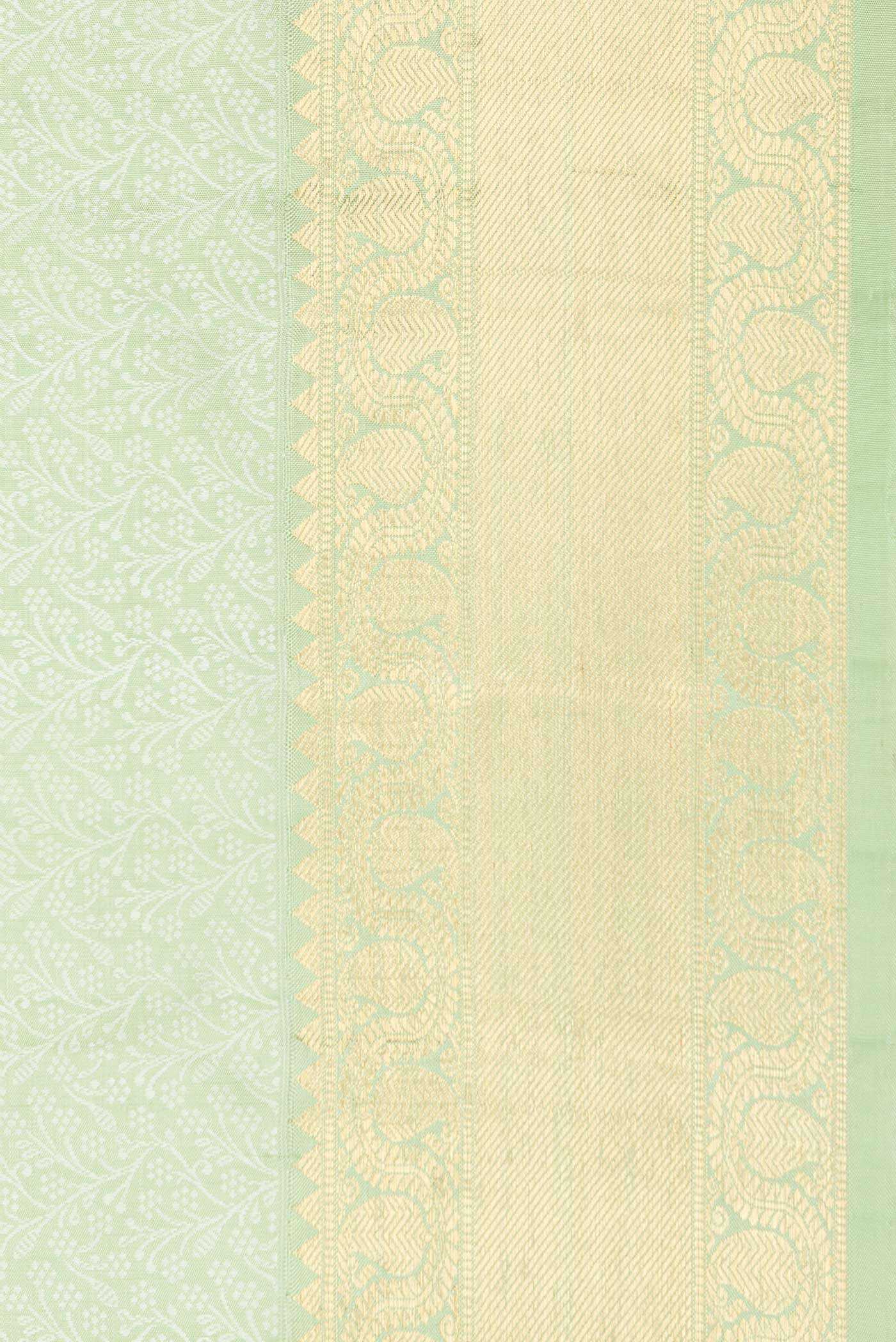 Pure Silk Pure Zari Green Dual Tone Kanchipuram Saree