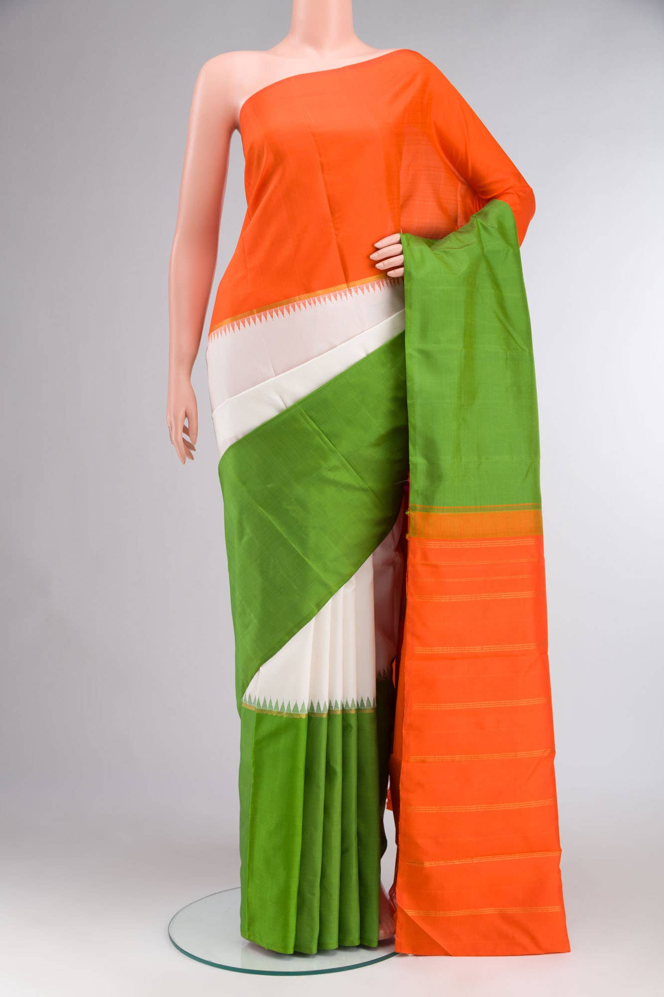 Off White Kanchipuram Silk Saree