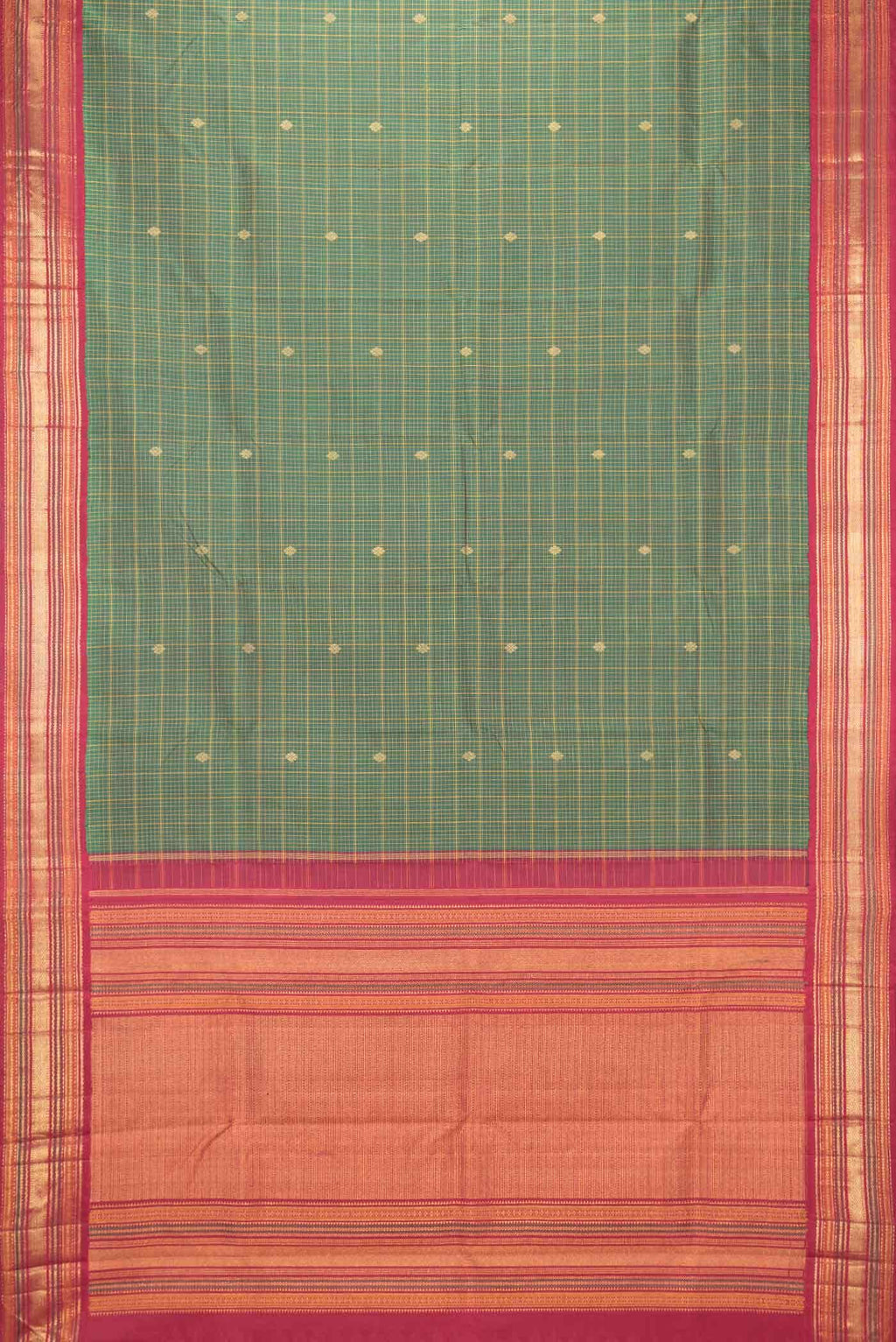 Pure Silk Pure Zari Green Kanchipuram Saree