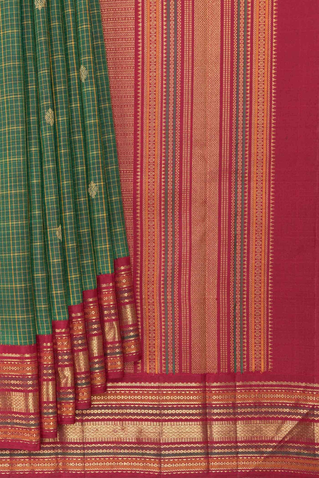 Pure Silk Pure Zari Green Kanchipuram Saree