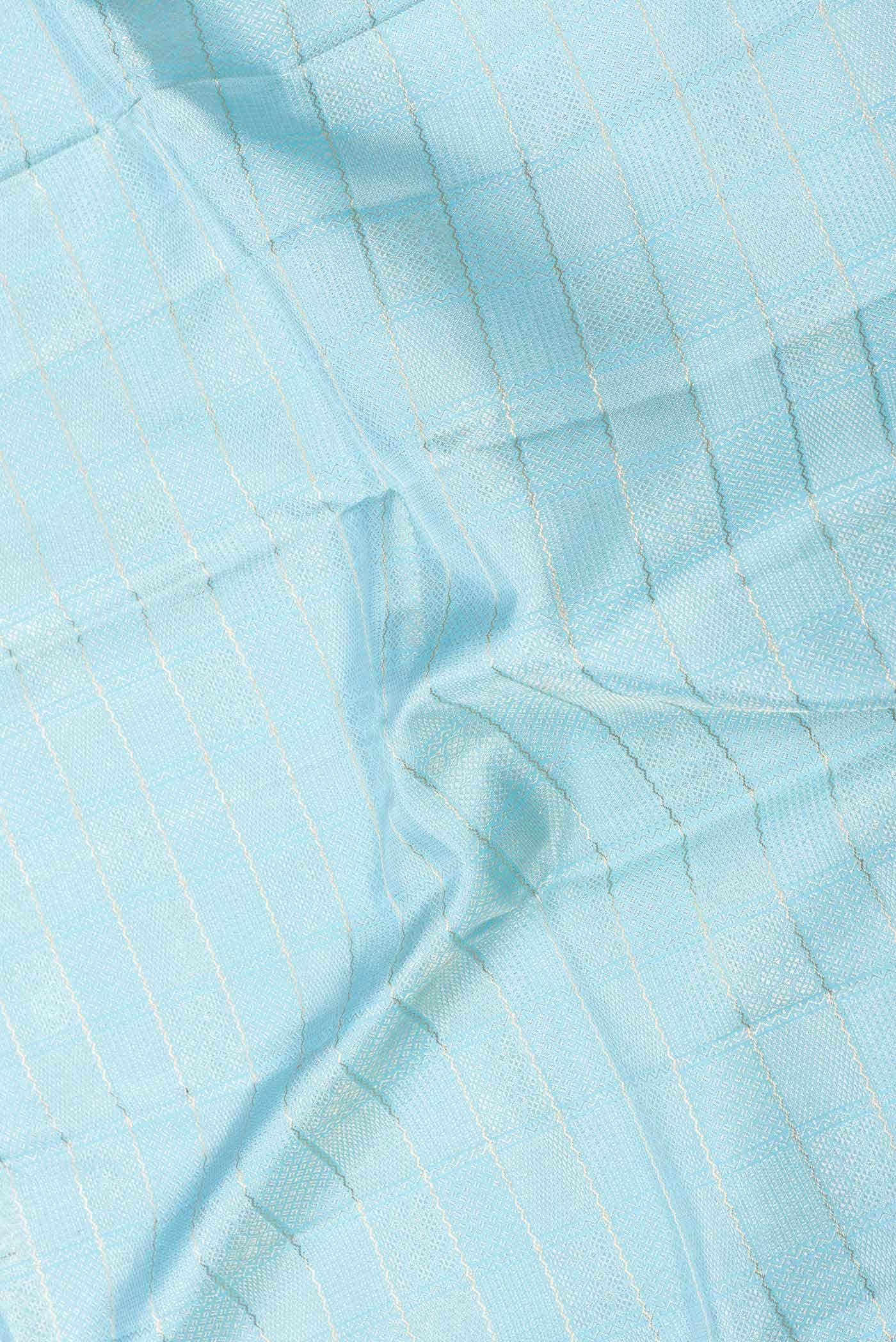 Pure Silk Pure Zari Sky Blue Dual Tone Kanchipuram Saree