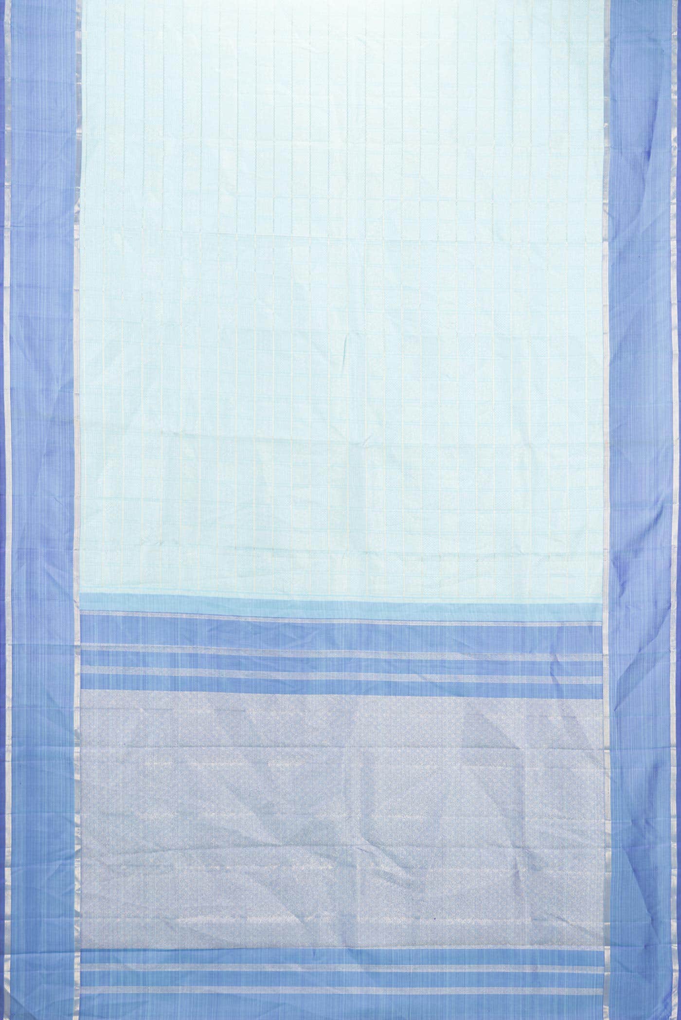 Pure Silk Pure Zari Sky Blue Dual Tone Kanchipuram Saree