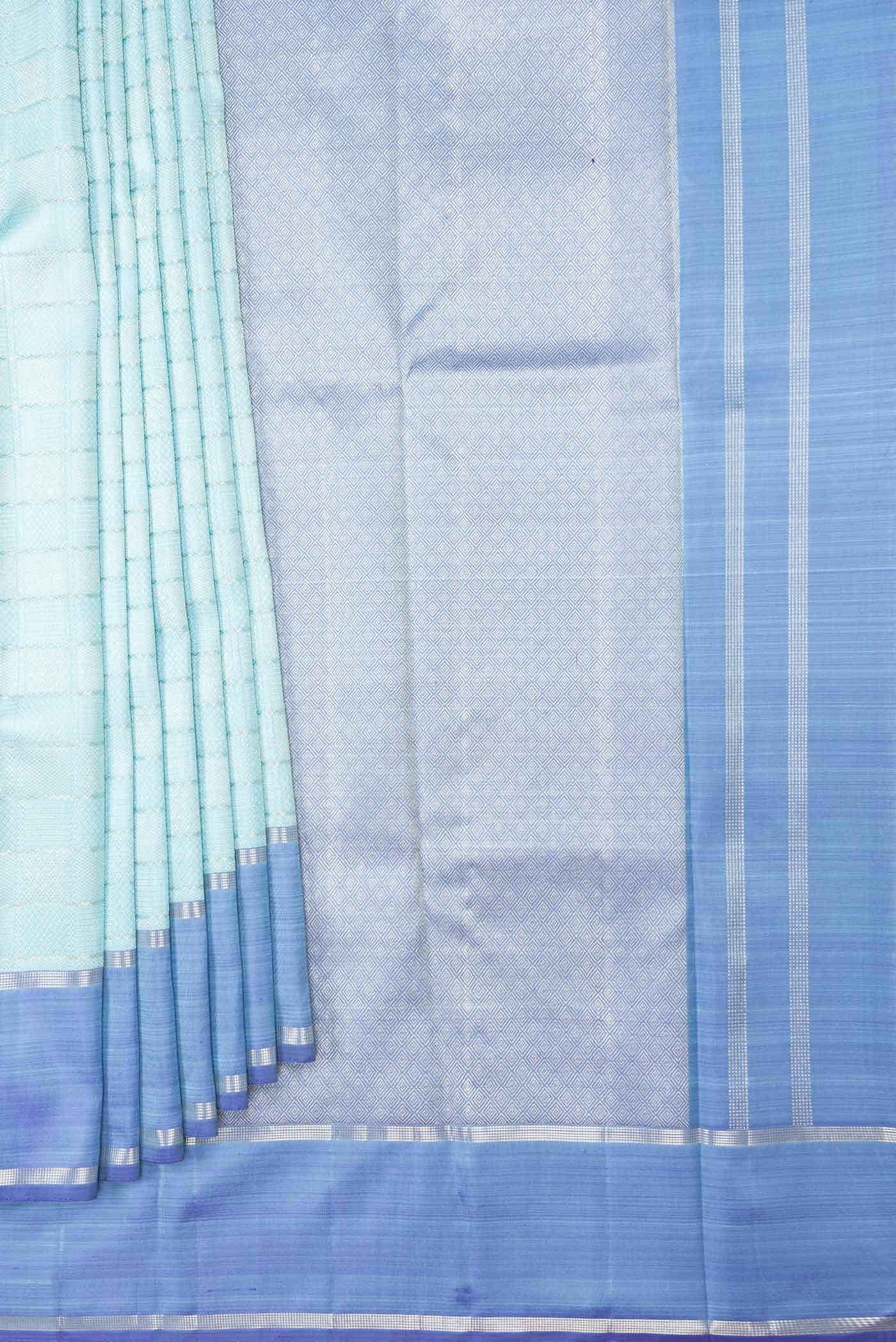 Pure Silk Pure Zari Sky Blue Dual Tone Kanchipuram Saree