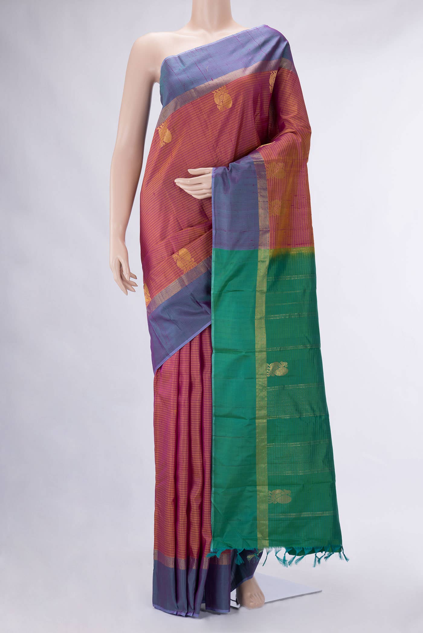 Mustard Dual Tone Kanchipuram Silk Saree