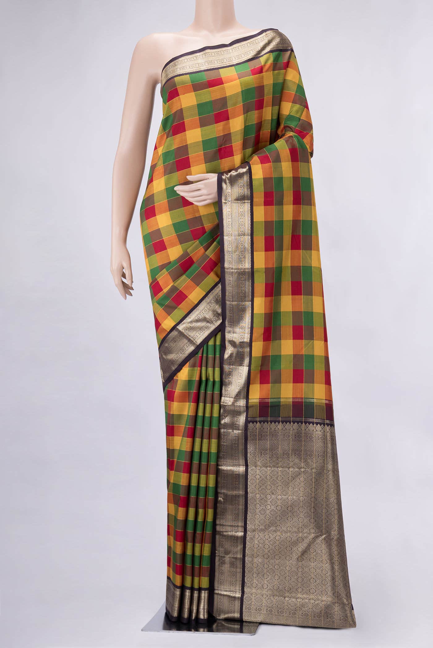 Pure Silk Pure Zari Multi Kanchipuram Saree