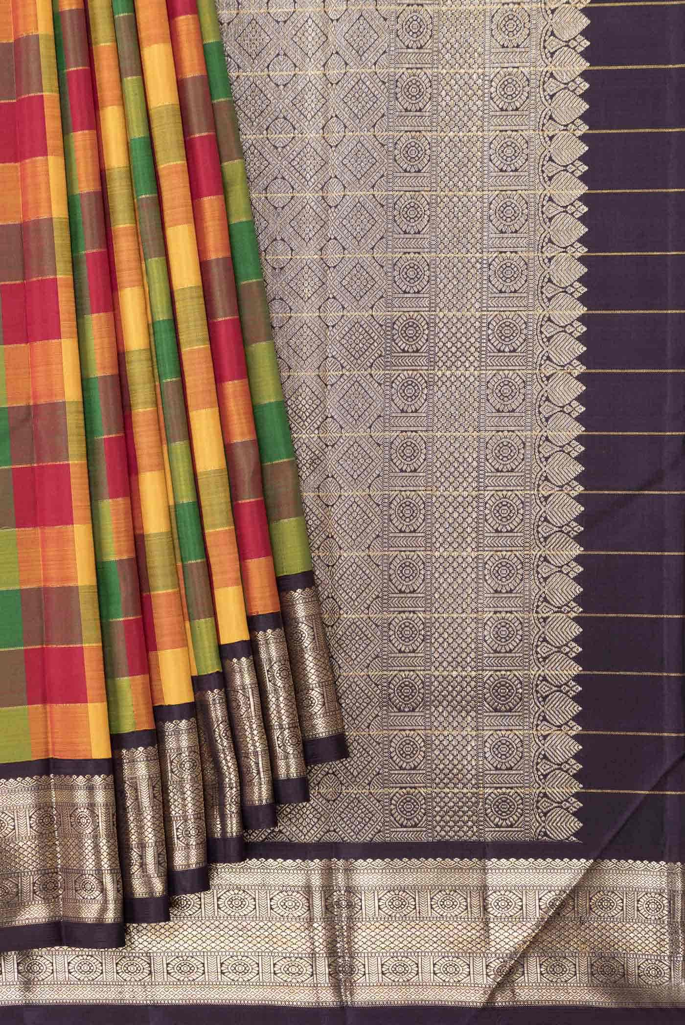 Pure Silk Pure Zari Multi Kanchipuram Saree