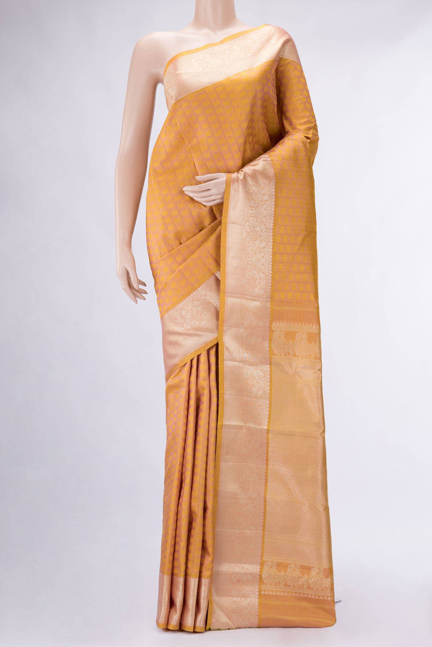 Mustard Dual Tone Kanchipuram Silk Saree