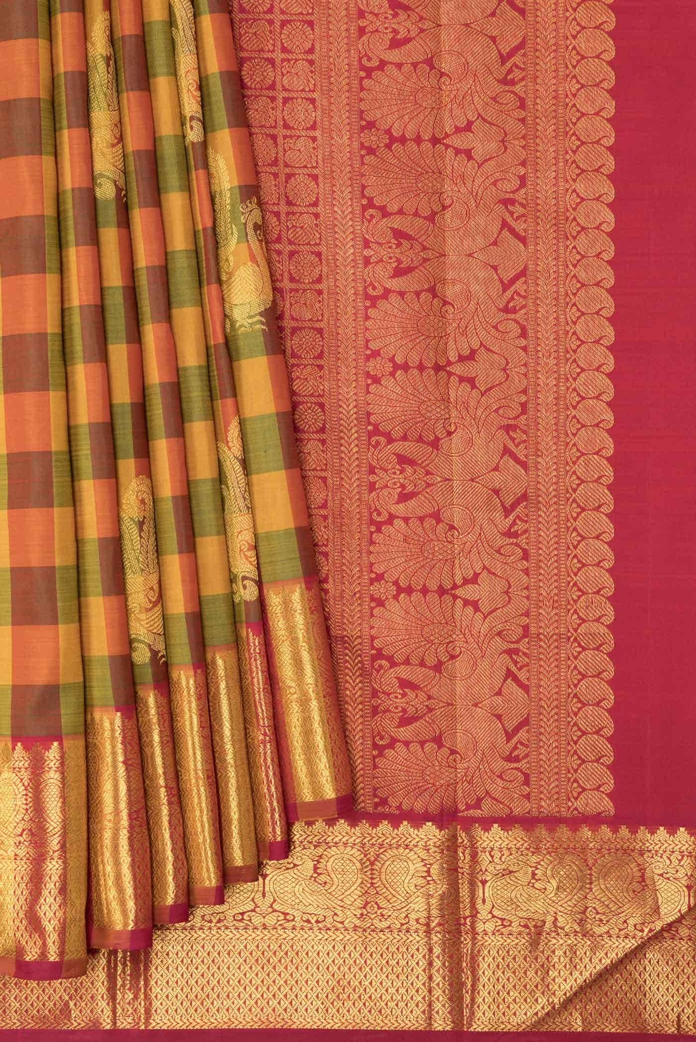 Pure Silk Pure Zari Multi Kanchipuram Saree