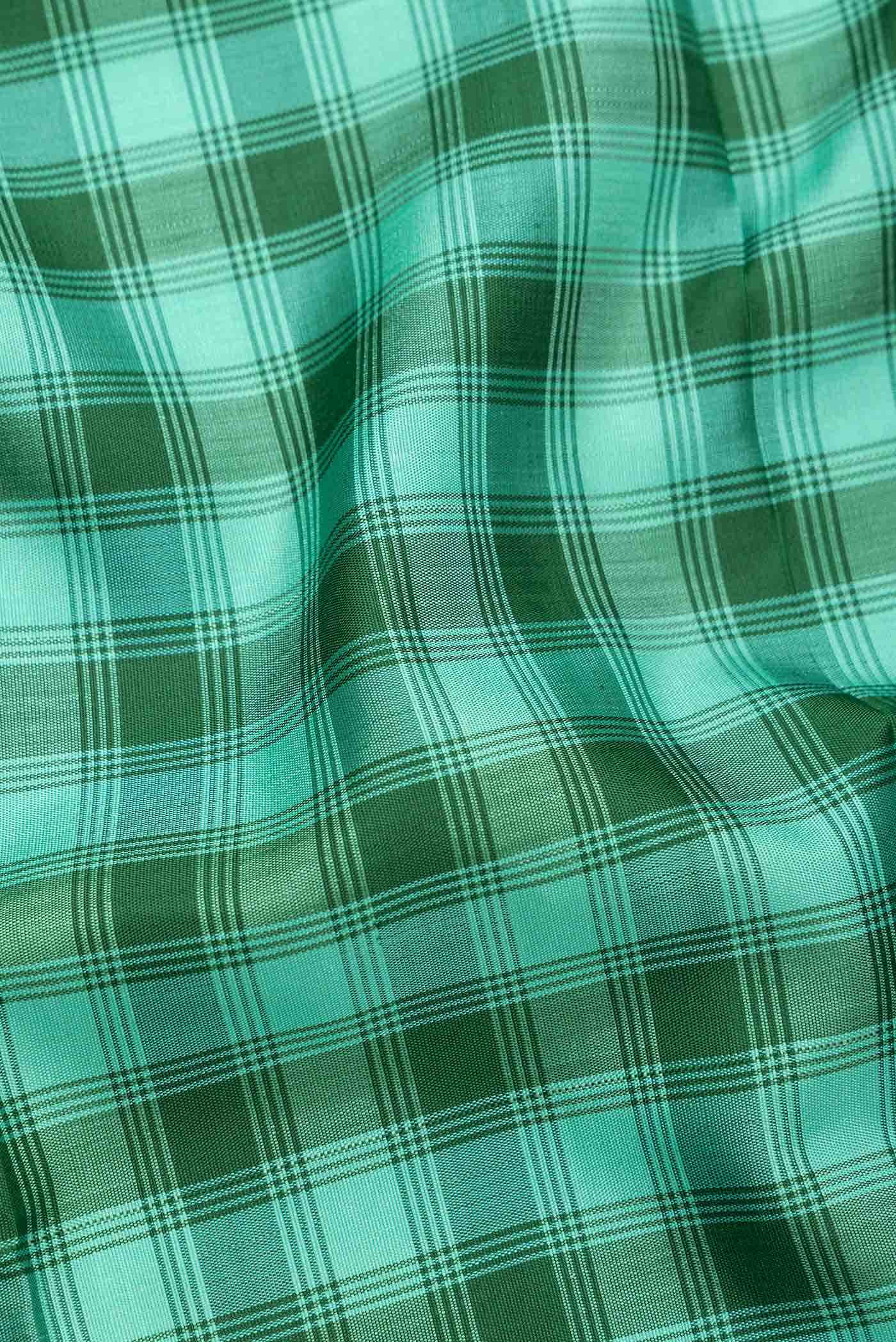 Pure Silk Pure Zari Green and Sea Green Dual Tone Kanchipuram Saree