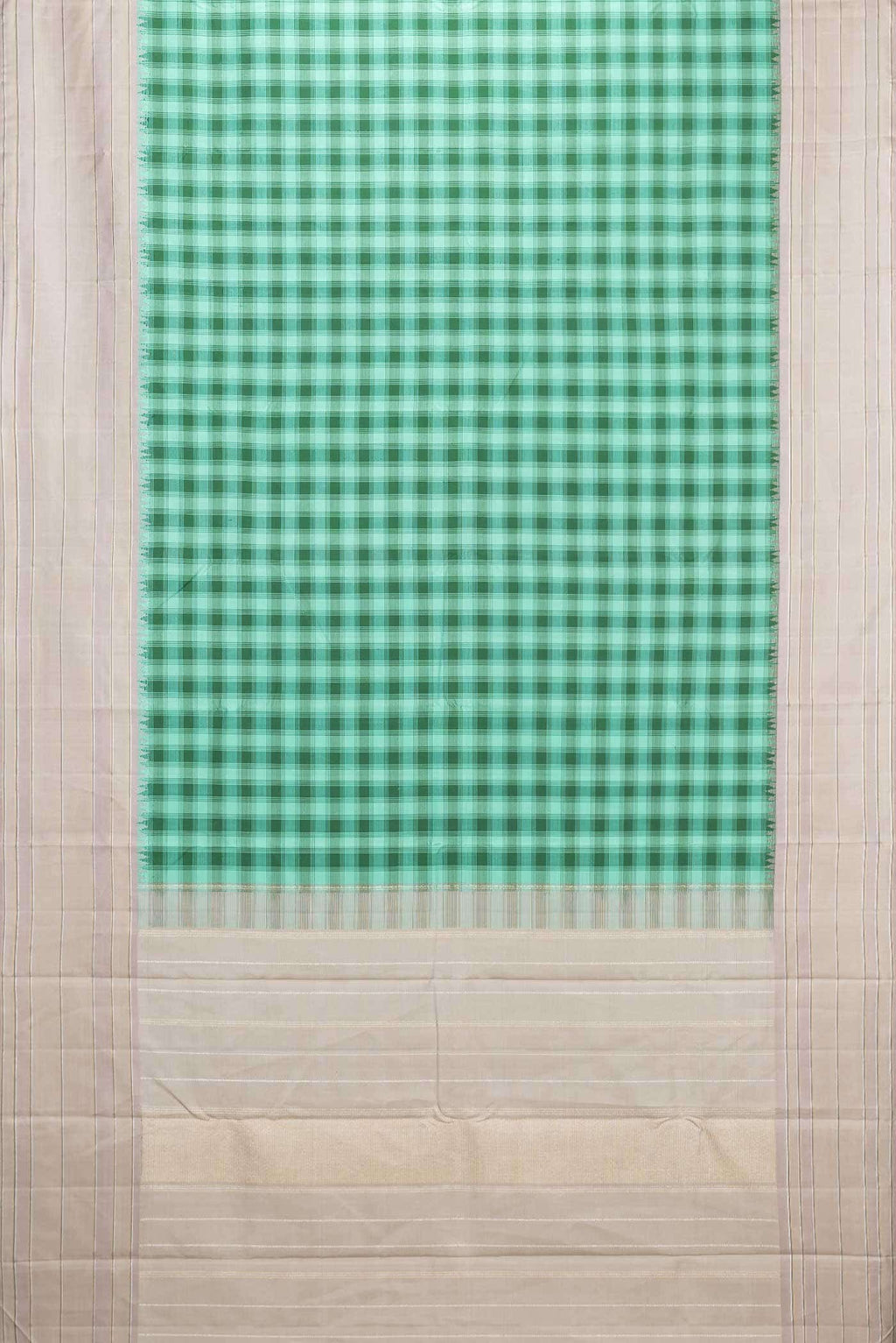 Pure Silk Pure Zari Green and Sea Green Dual Tone Kanchipuram Saree