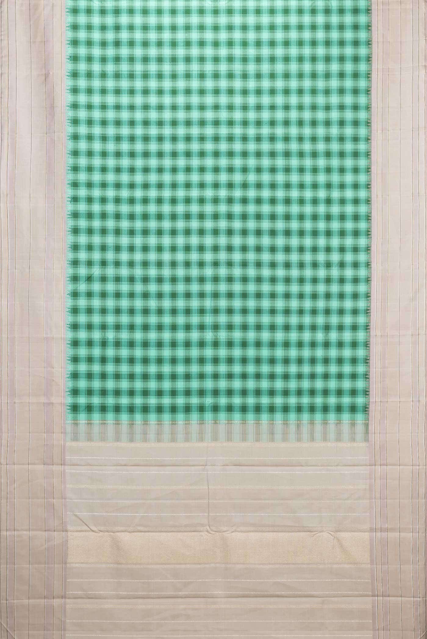 Pure Silk Pure Zari Green and Sea Green Dual Tone Kanchipuram Saree