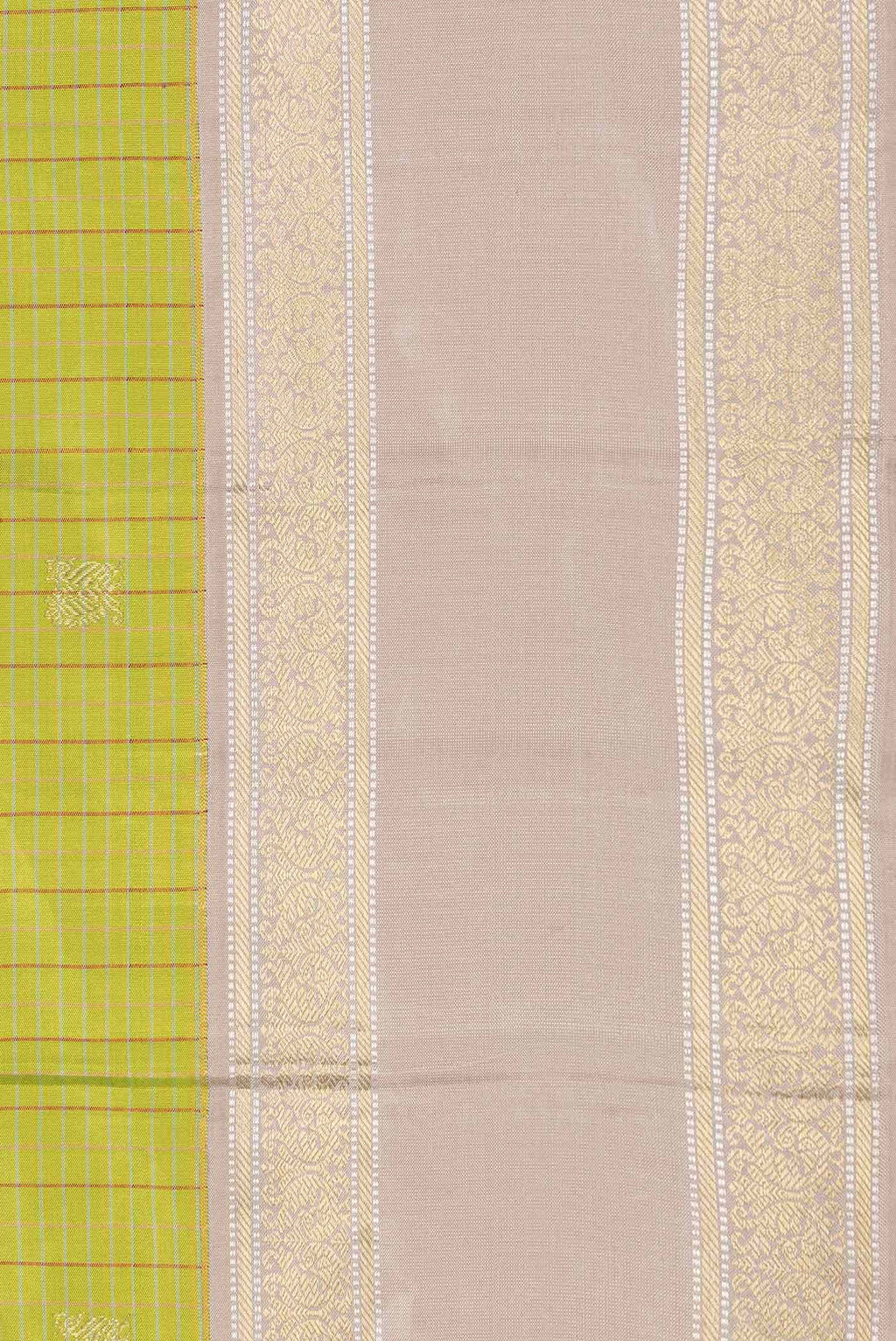 Pure Silk Pure Zari Parrot Green Dual Tone Kanchipuram Saree