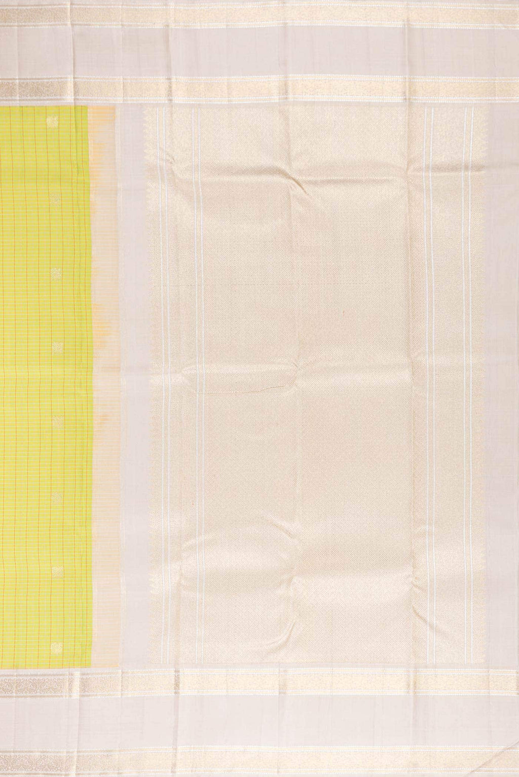 Pure Silk Pure Zari Parrot Green Dual Tone Kanchipuram Saree