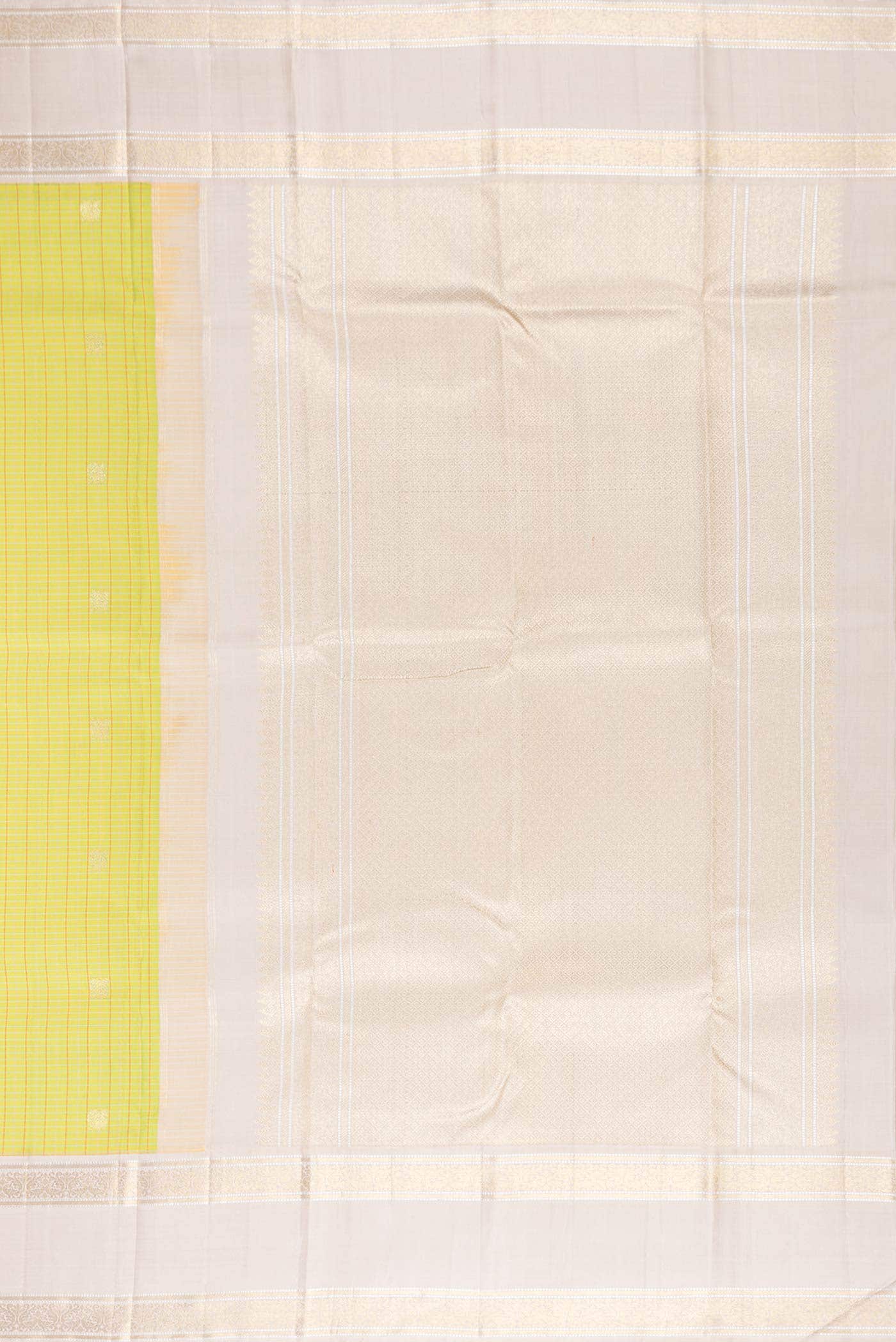 Pure Silk Pure Zari Parrot Green Dual Tone Kanchipuram Saree
