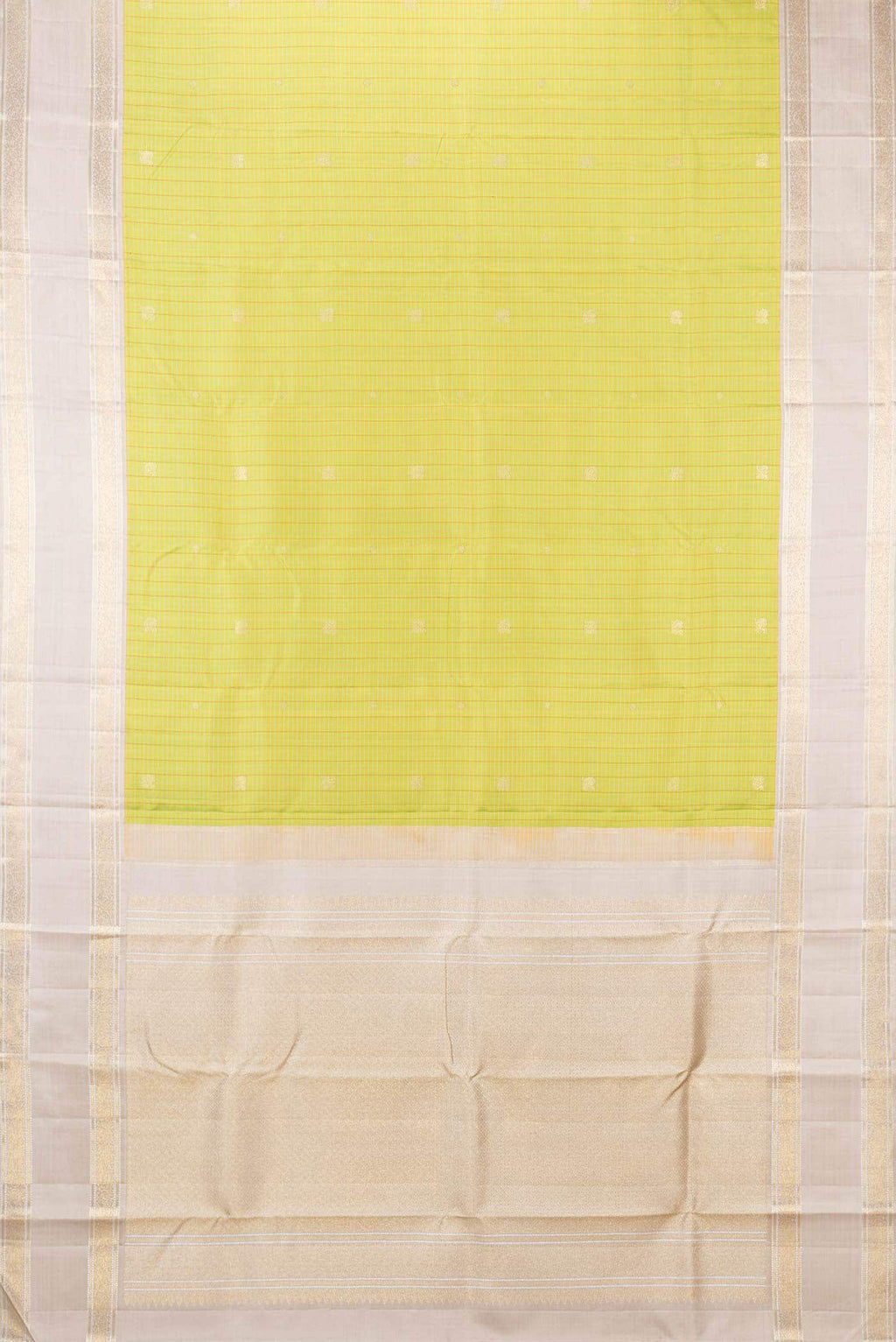Pure Silk Pure Zari Parrot Green Dual Tone Kanchipuram Saree