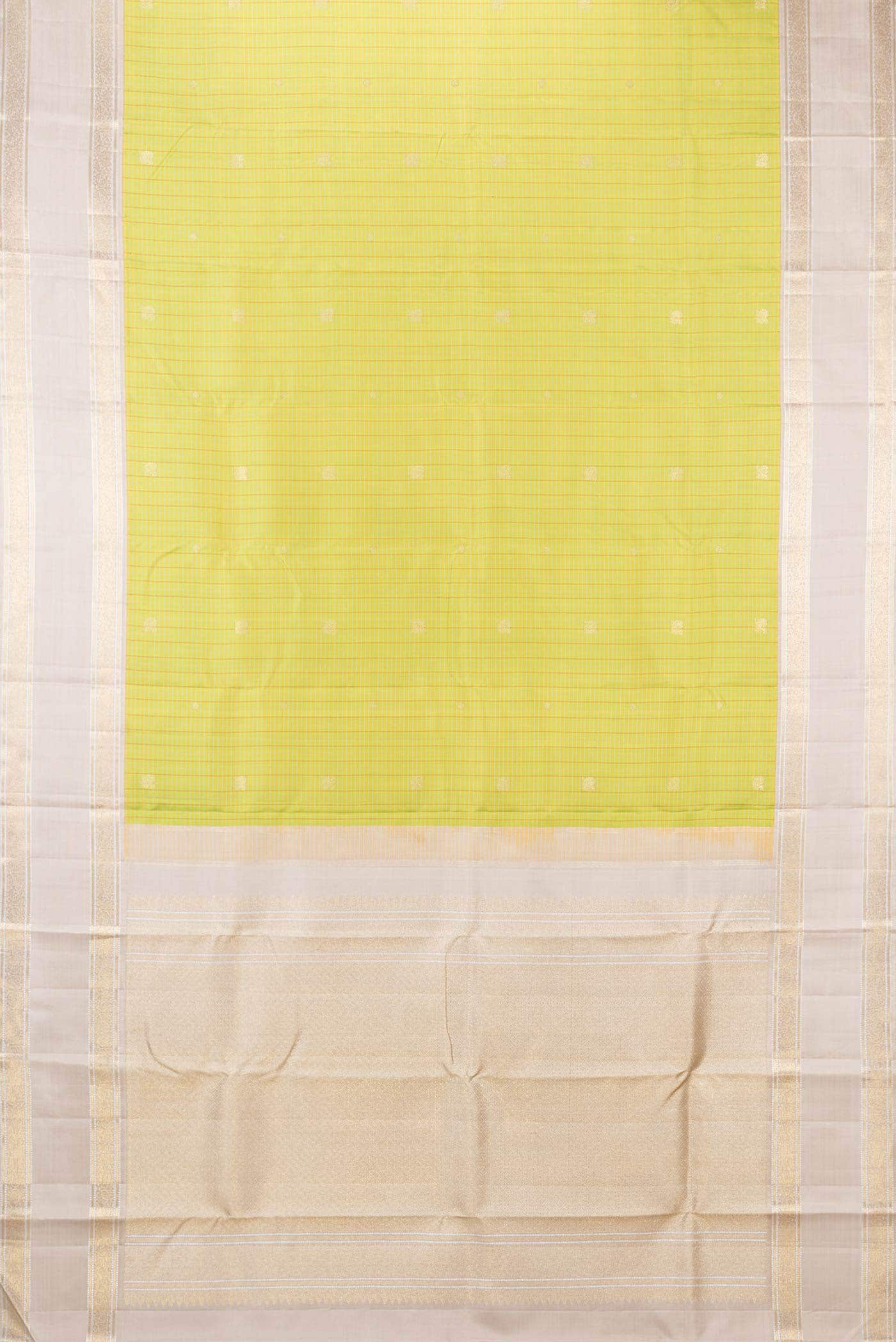Pure Silk Pure Zari Parrot Green Dual Tone Kanchipuram Saree