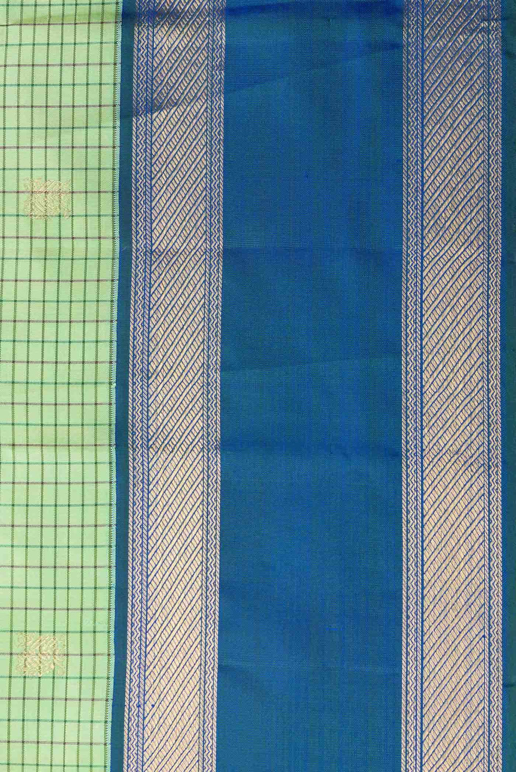 Pure Silk Pure Zari Sea Green Dual Tone Kanchipuram Saree