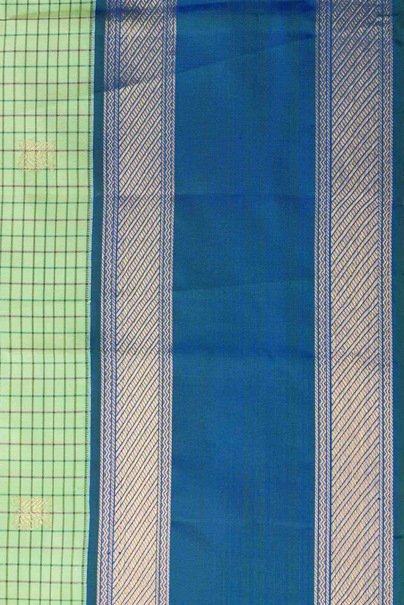 Pure Silk Pure Zari Sea Green Dual Tone Kanchipuram Saree