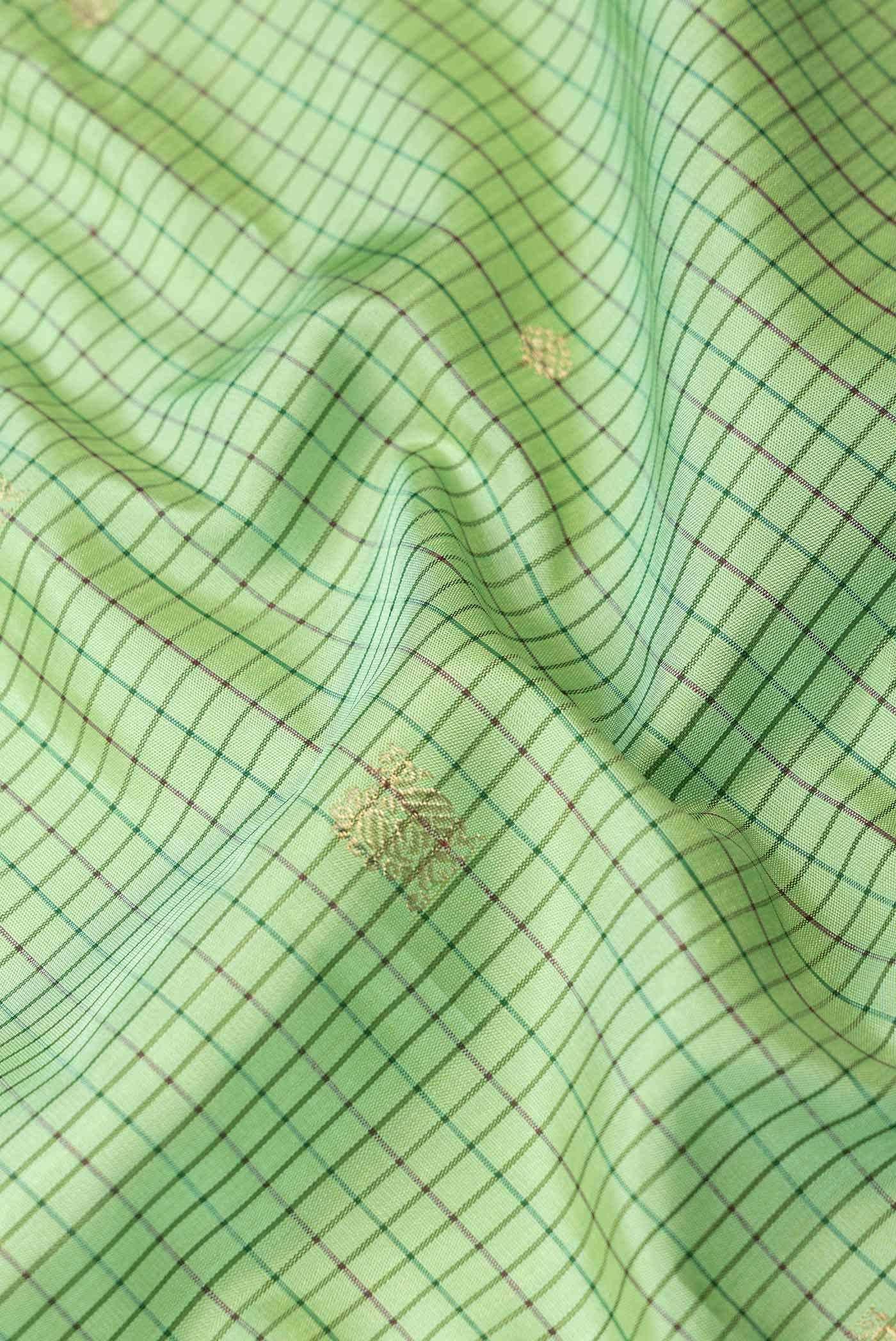Pure Silk Pure Zari Sea Green Dual Tone Kanchipuram Saree
