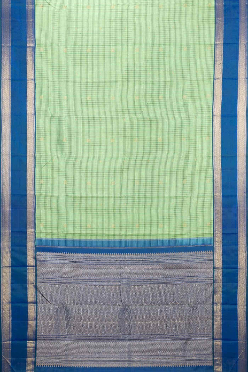 Pure Silk Pure Zari Sea Green Dual Tone Kanchipuram Saree