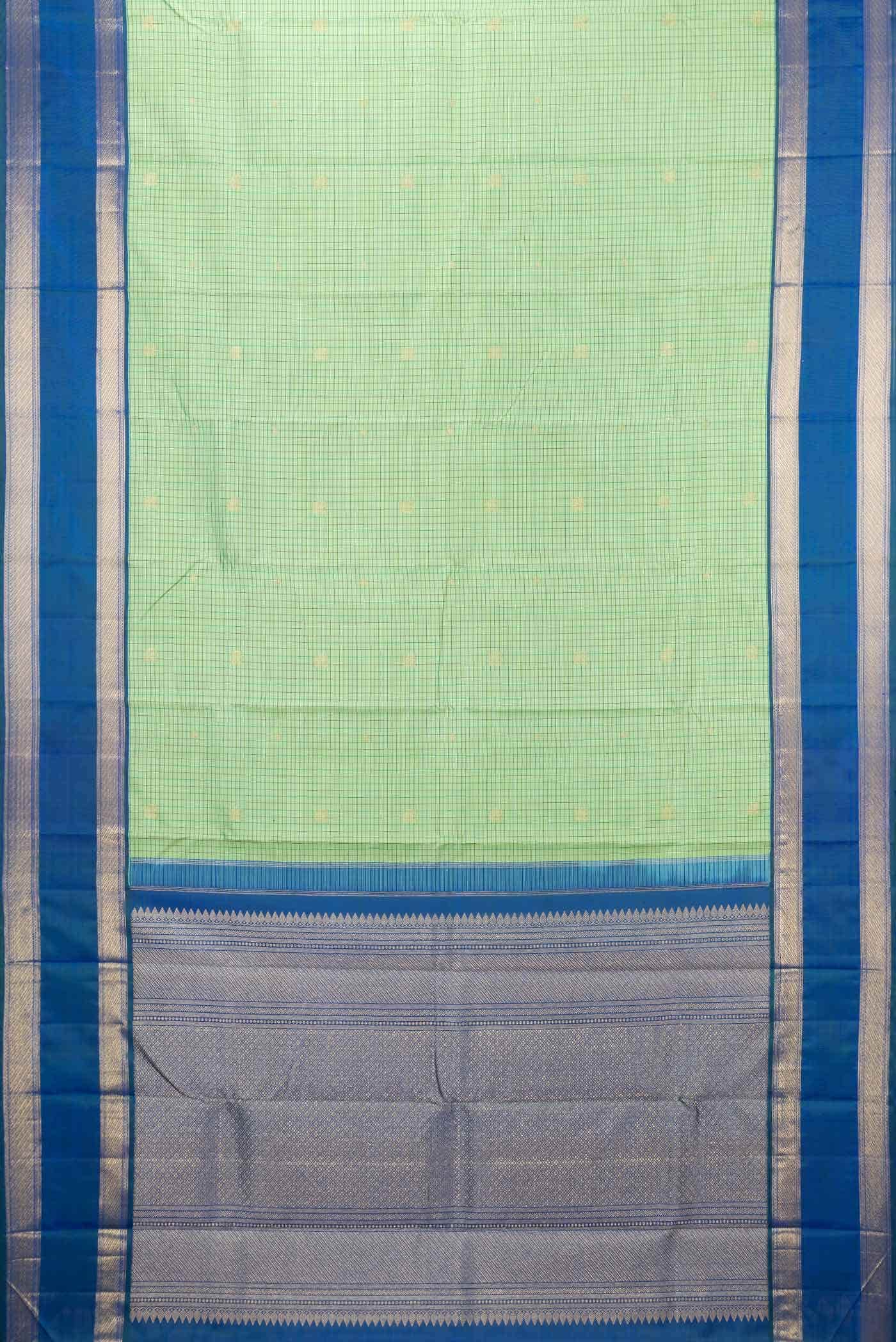 Pure Silk Pure Zari Sea Green Dual Tone Kanchipuram Saree