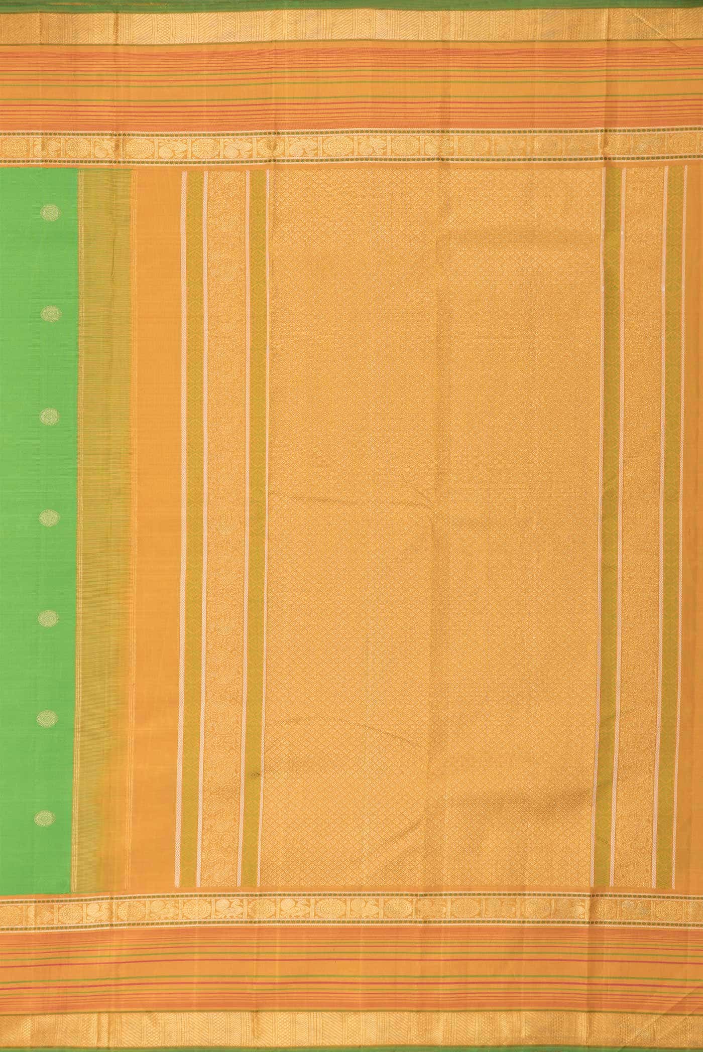 Pure Silk Pure Zari Parrot Green Kanchipuram Saree