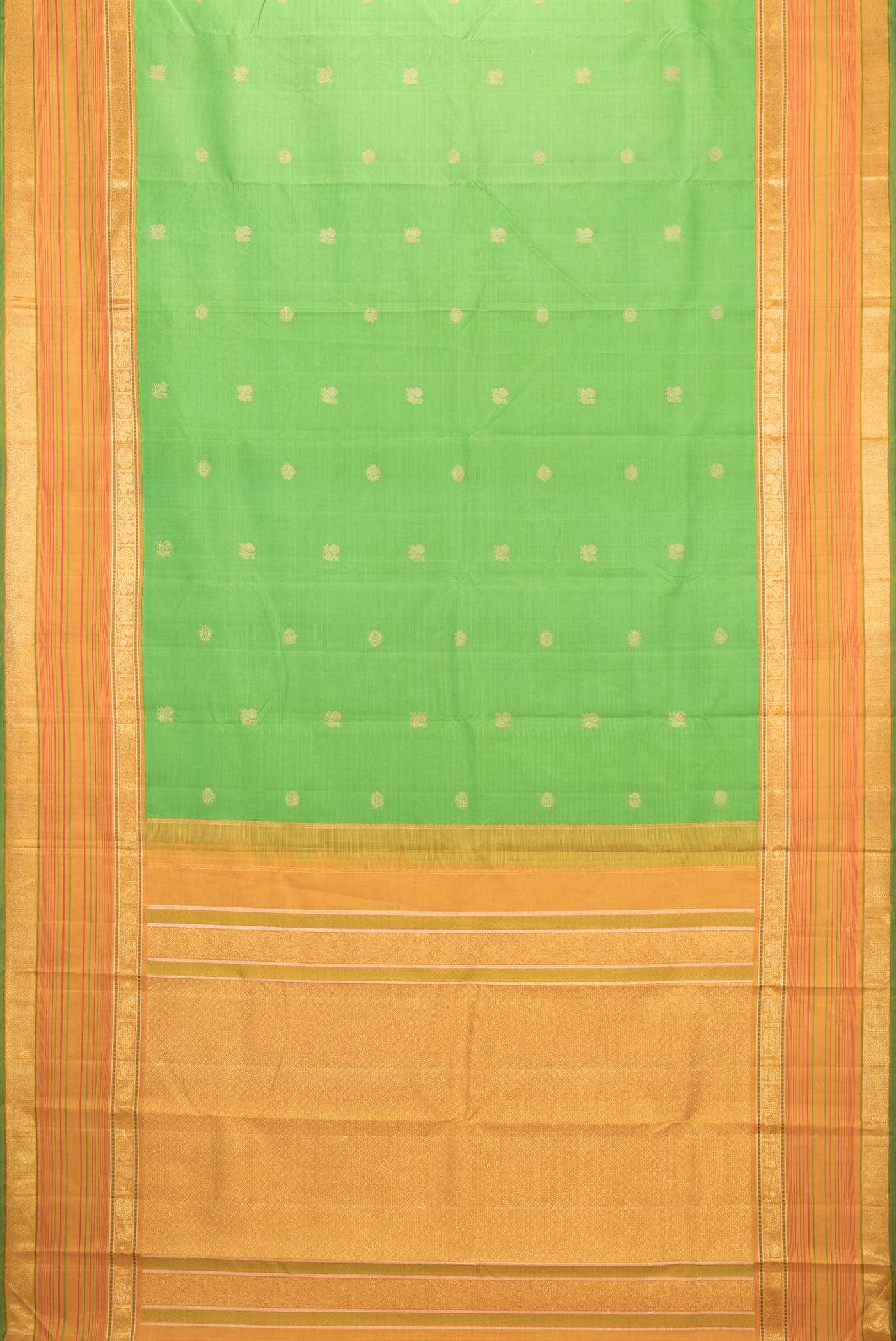 Pure Silk Pure Zari Parrot Green Kanchipuram Saree