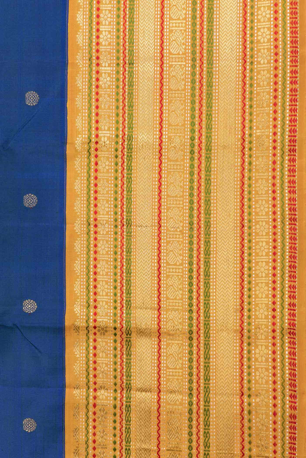 Pure Silk Pure Zari Peacock Blue Dual Tone Kanchipuram Saree