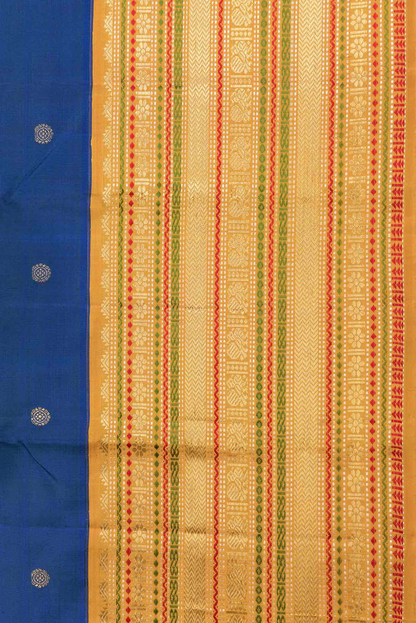 Pure Silk Pure Zari Peacock Blue Dual Tone Kanchipuram Saree