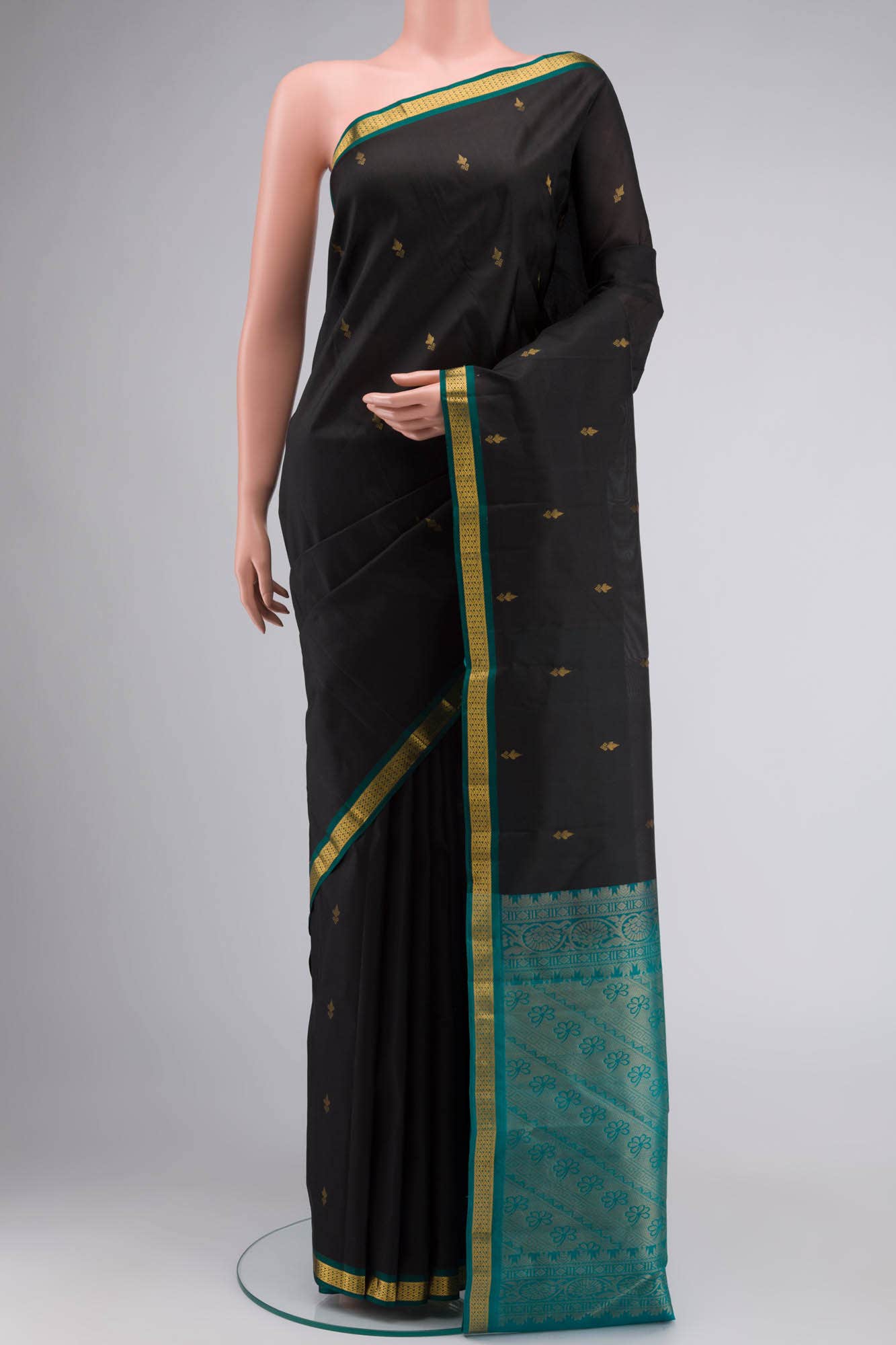 Black Kanchipuram Silk Saree