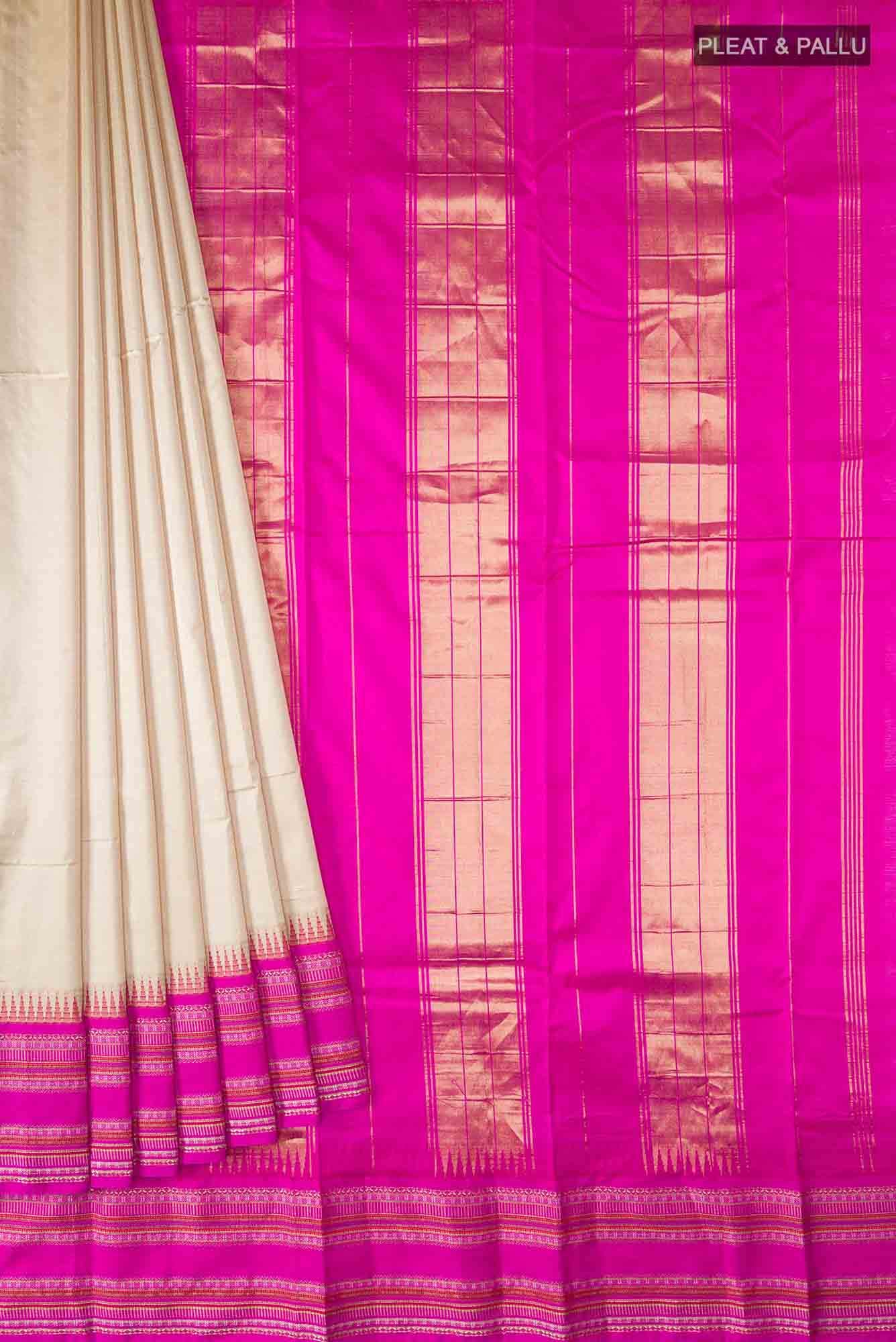 Beige Bangalore Silk Saree