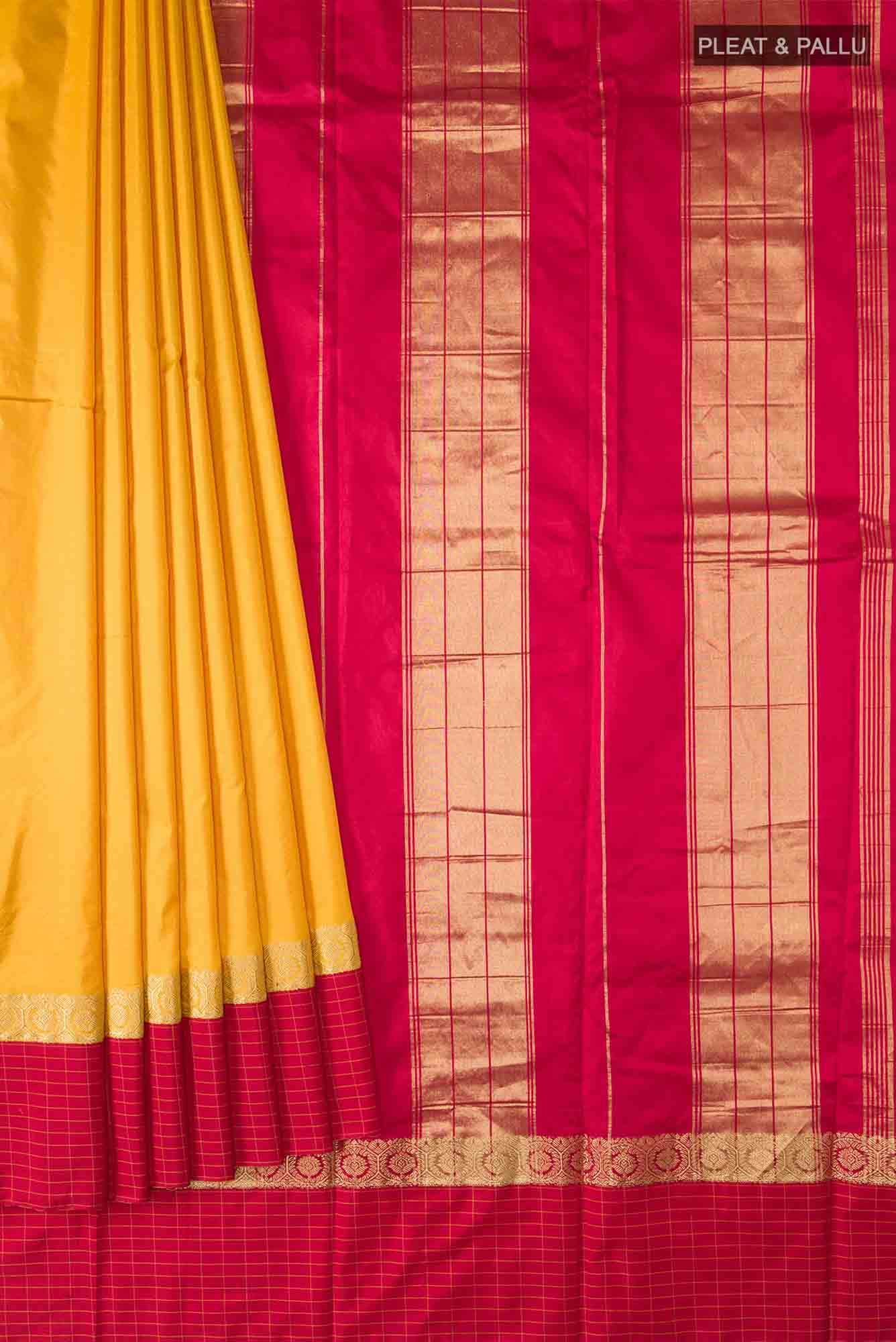 Yellow Bangalore Silk Saree