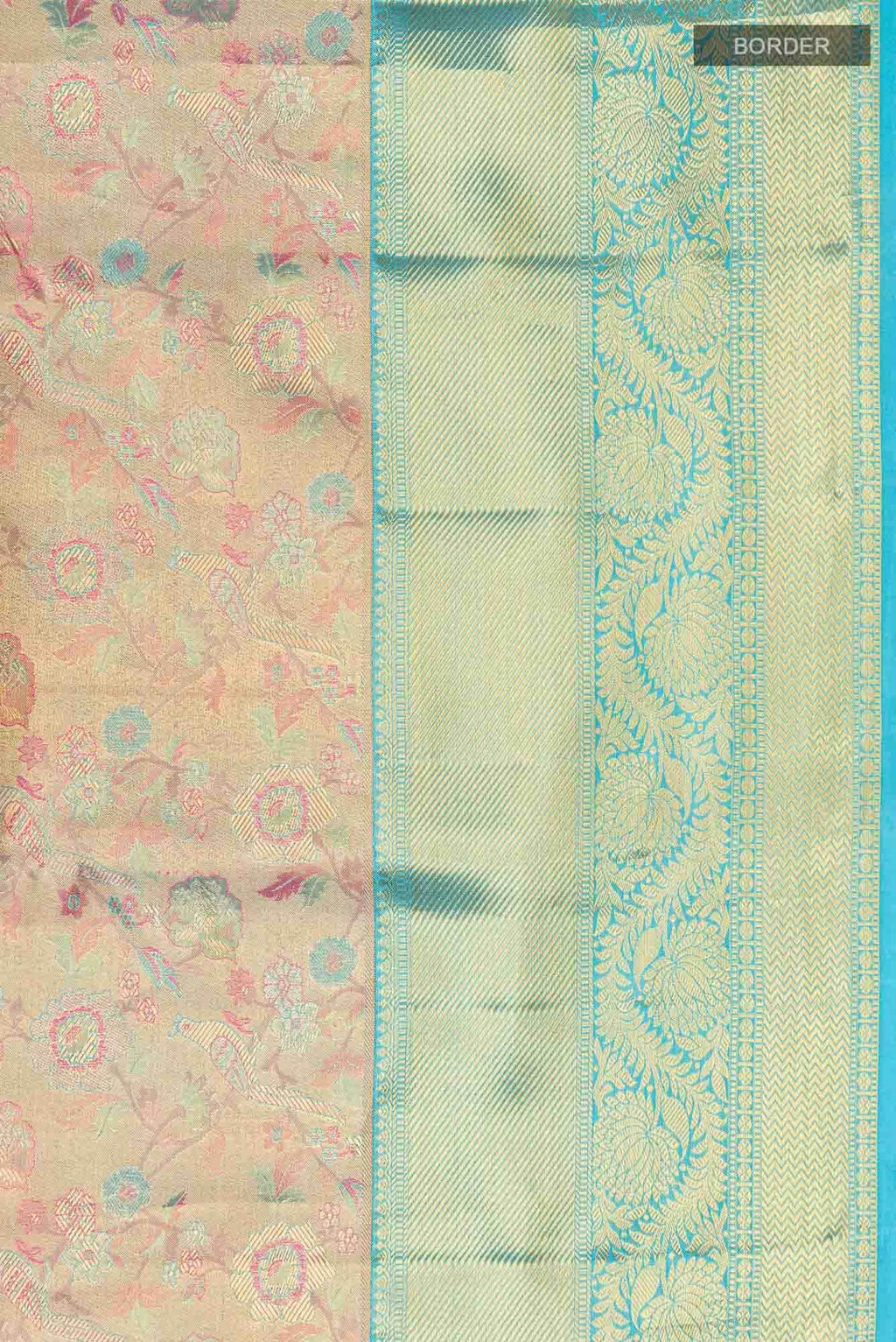 Gold with Blue Dual Tone Kanchipuram Tissue Silk Saree