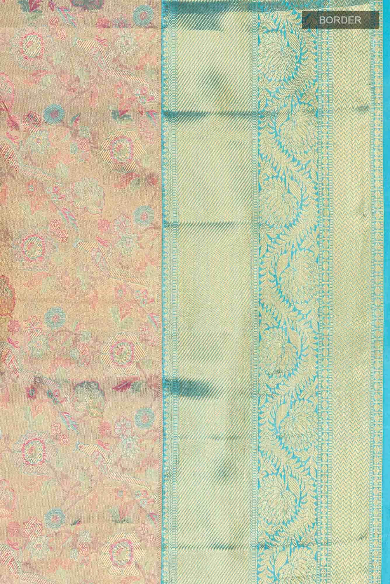 Gold with Blue Dual Tone Kanchipuram Tissue Silk Saree