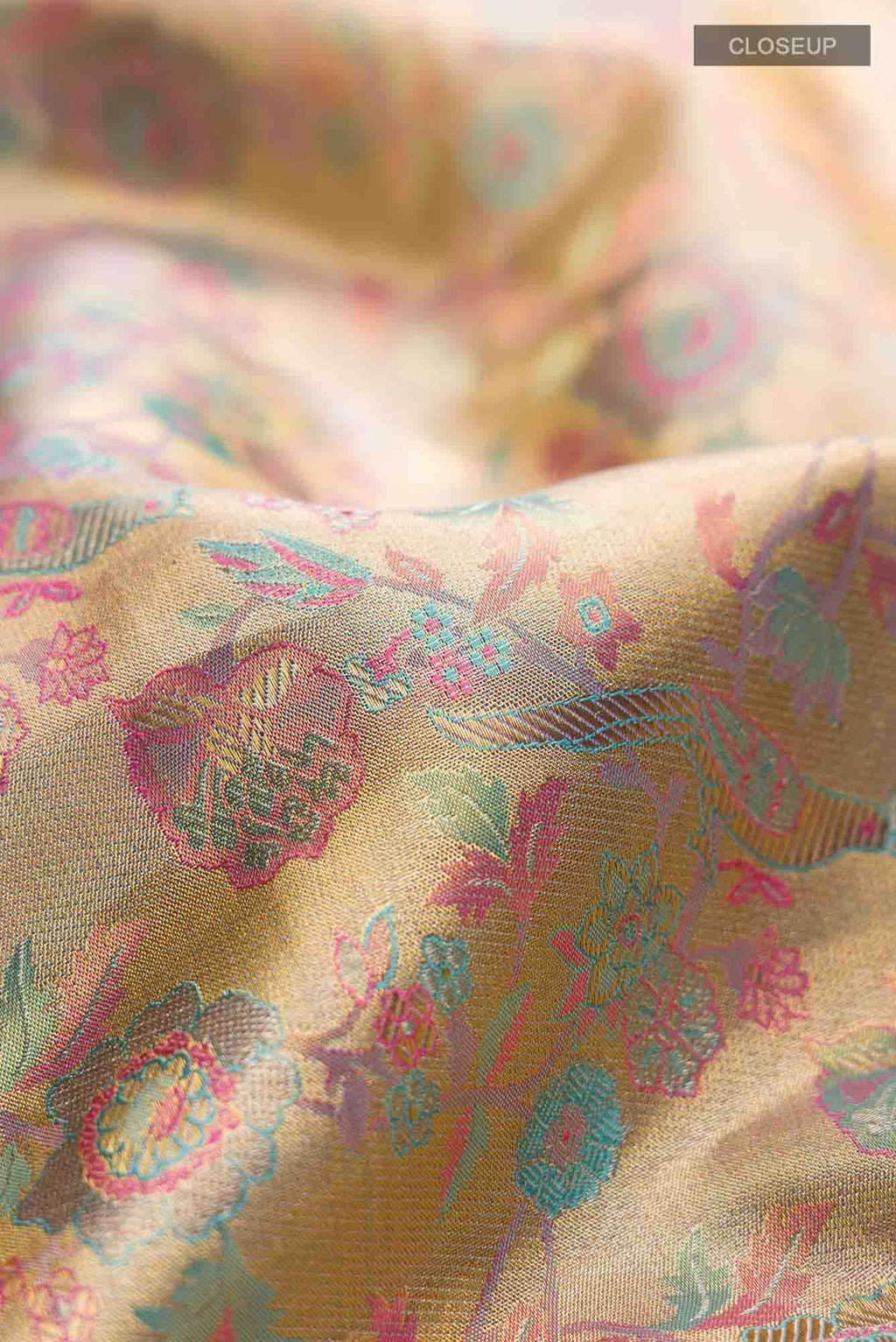 Gold with Blue Dual Tone Kanchipuram Tissue Silk Saree