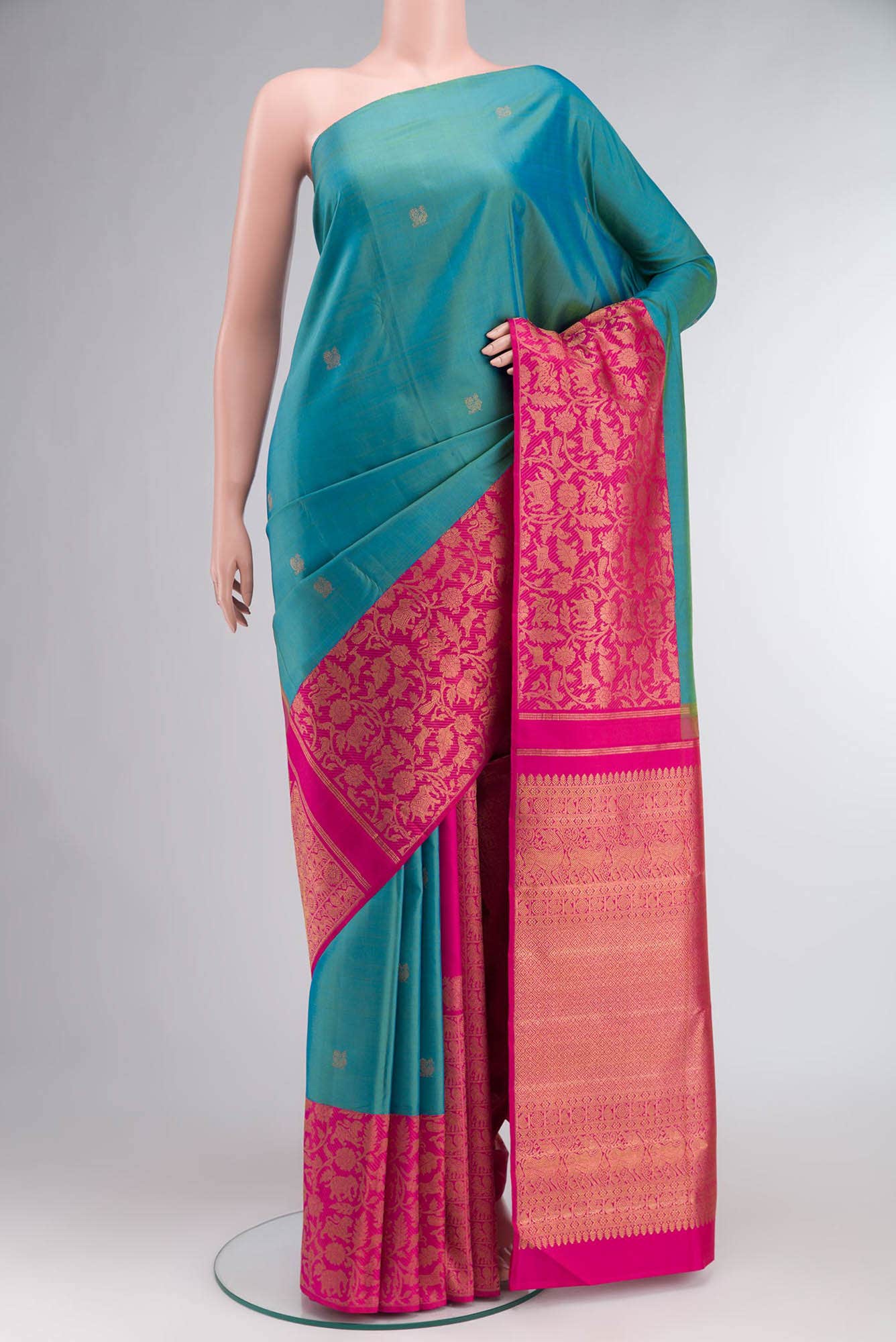 Blue Dual Tone Kanchipuram Silk Saree