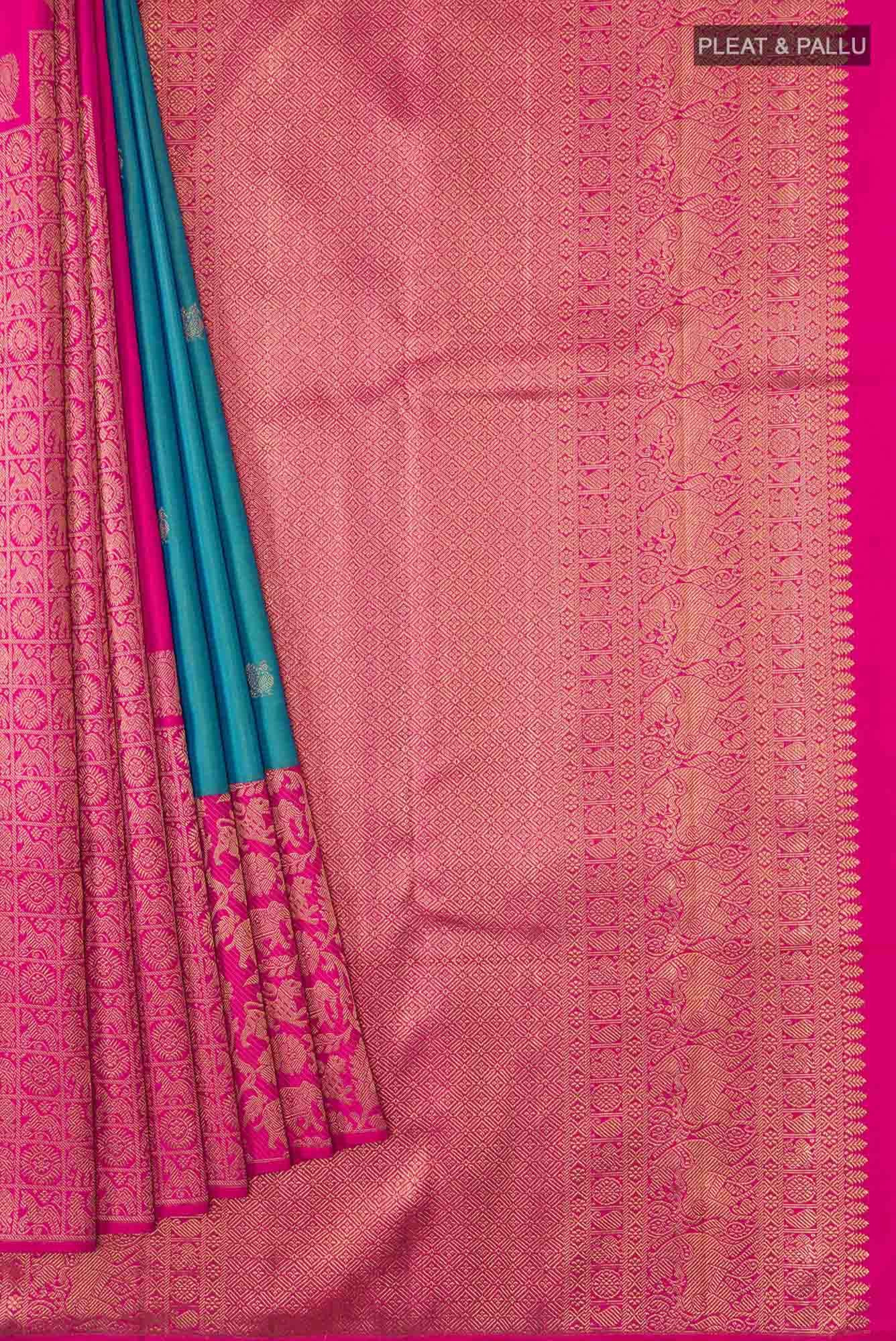 Blue Dual Tone Kanchipuram Silk Saree
