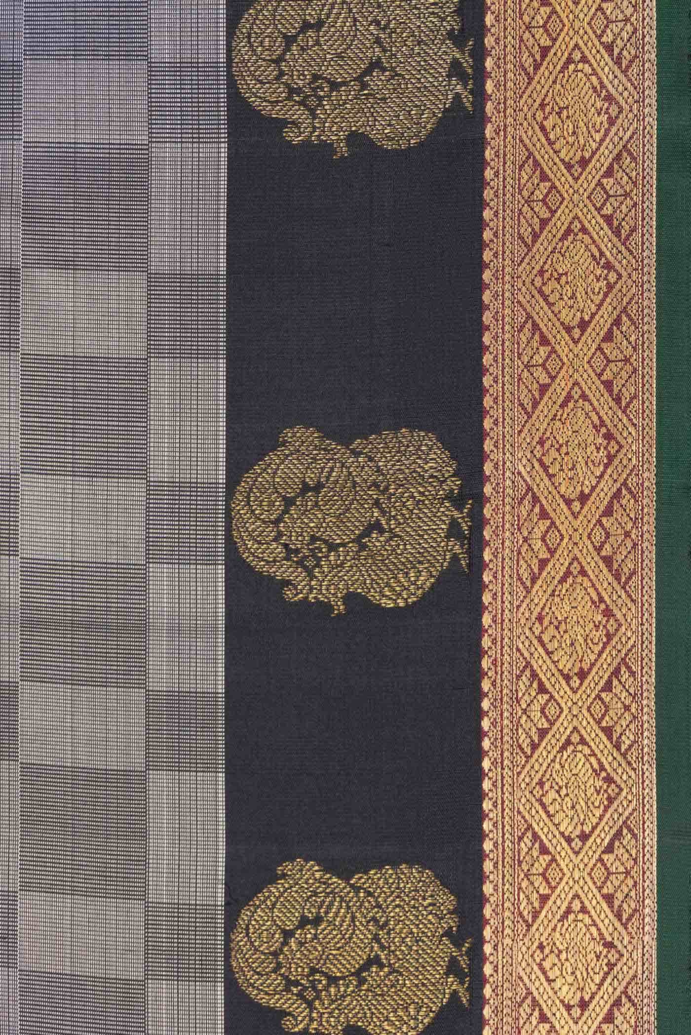 Pure Silk Pure Zari Grey Dual Tone Kanchipuram Saree