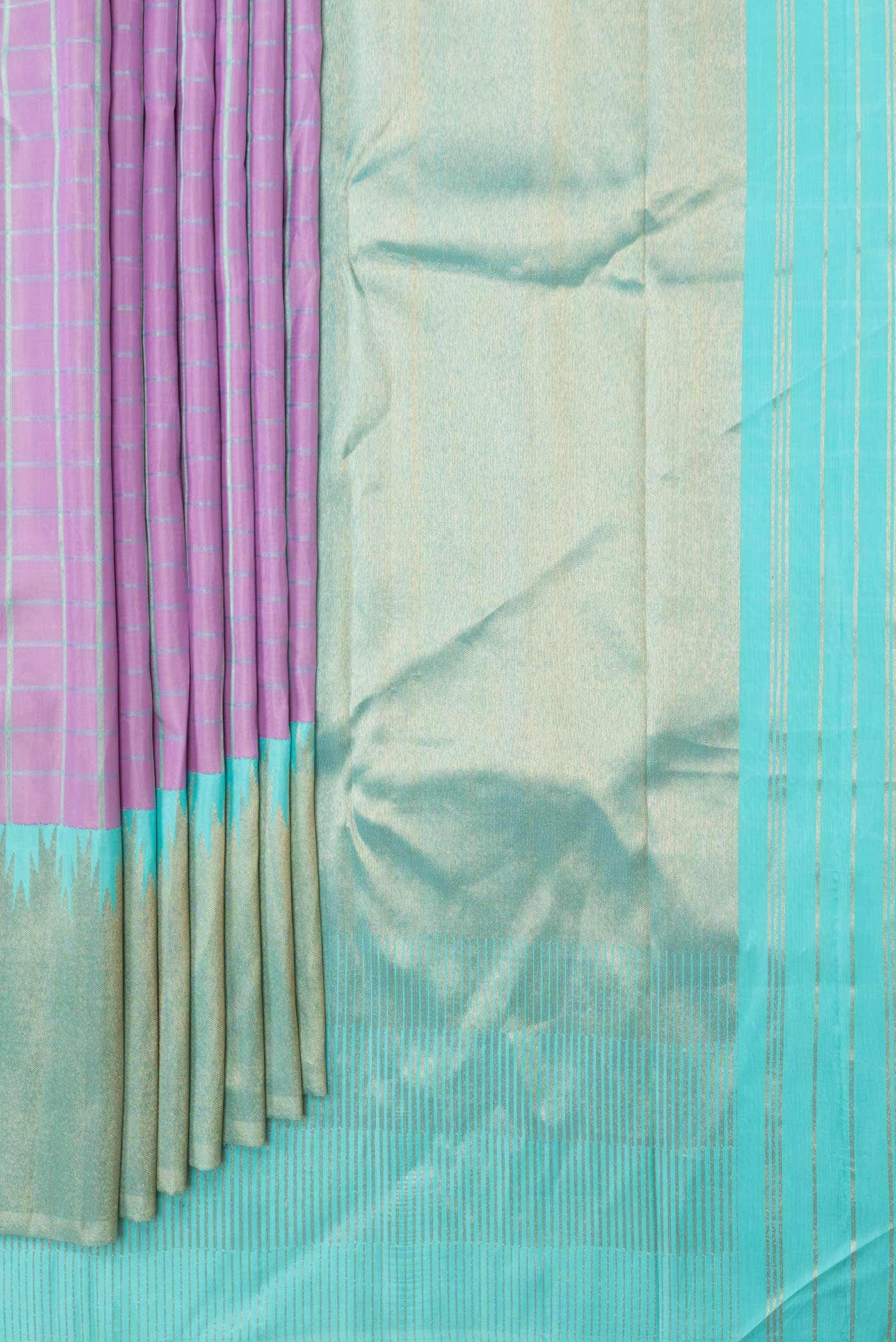 Pure Silk Pure Zari Lavender Dual Tone Kanchipuram Saree