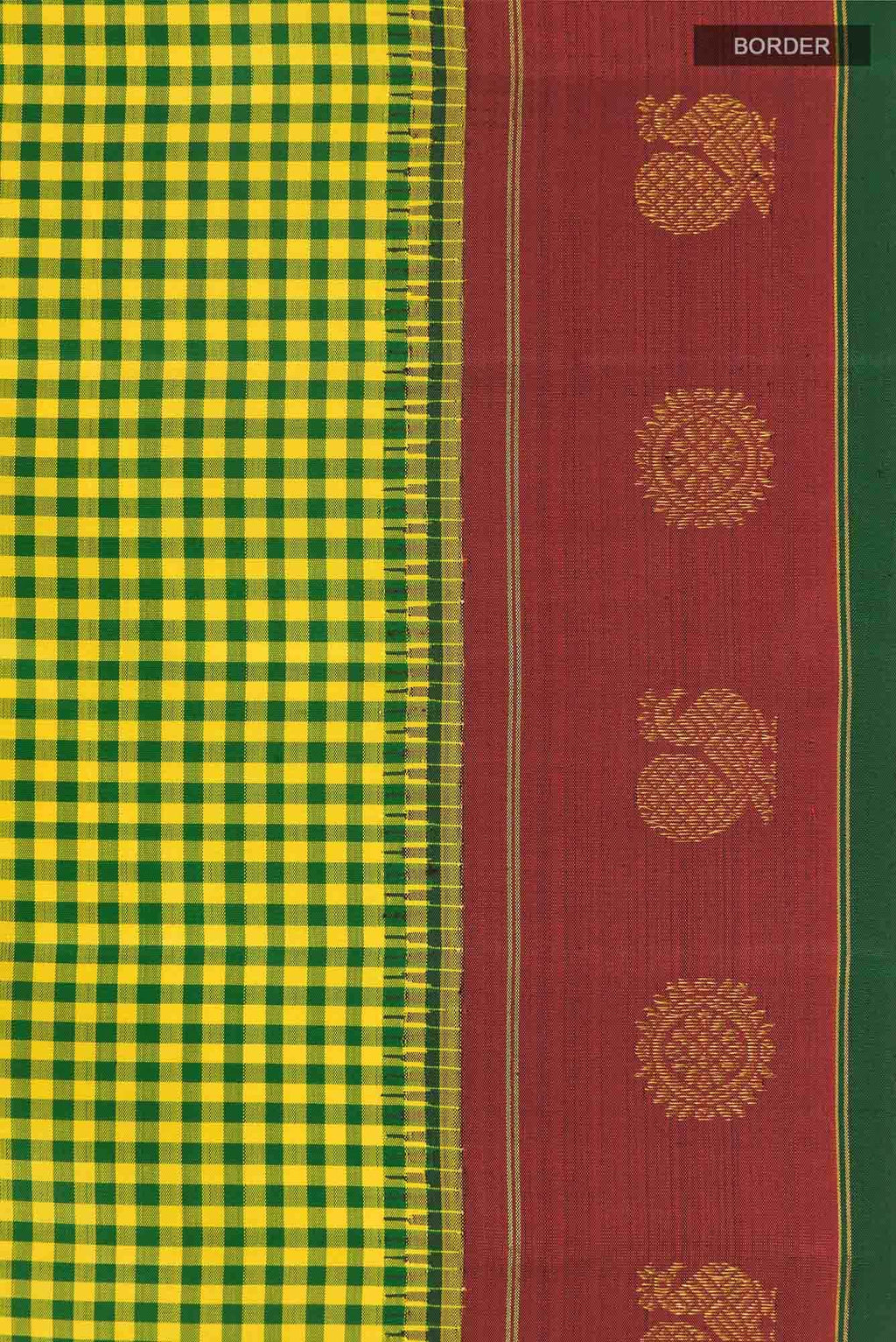 Green and Yellow Dual Tone Kanchipuram Silk Saree