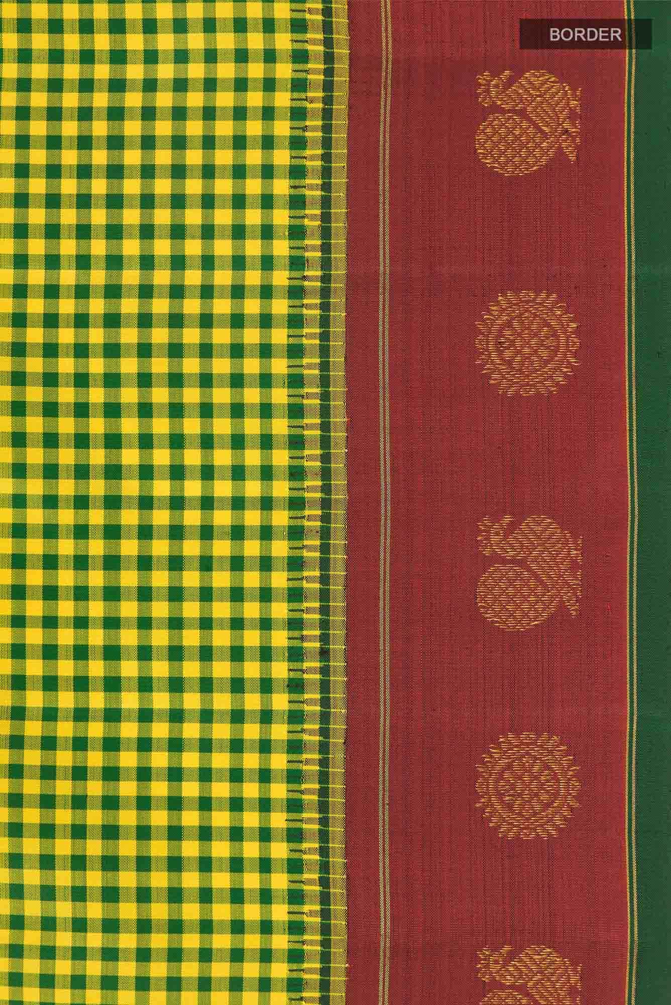 Green and Yellow Dual Tone Kanchipuram Silk Saree
