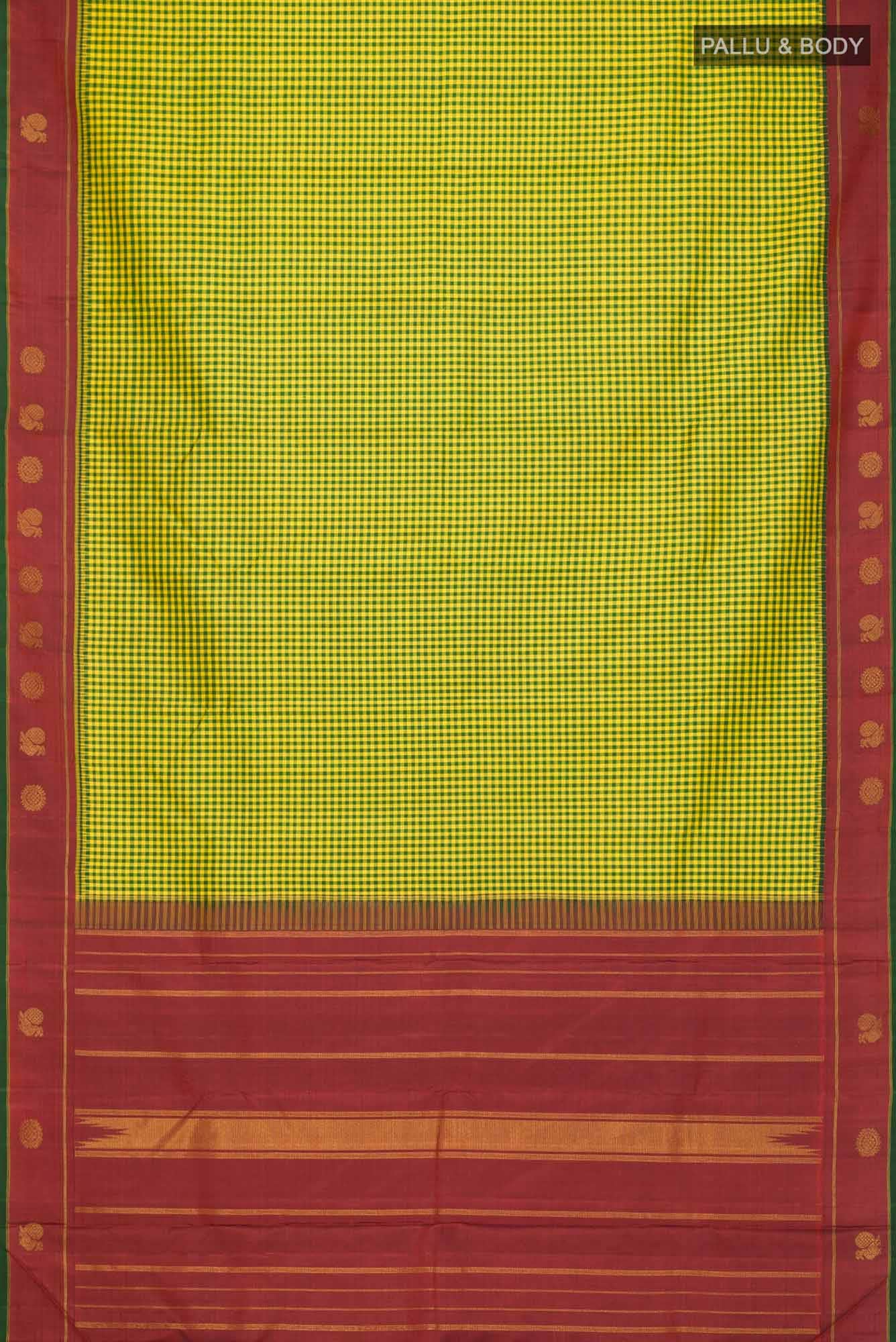 Green and Yellow Dual Tone Kanchipuram Silk Saree