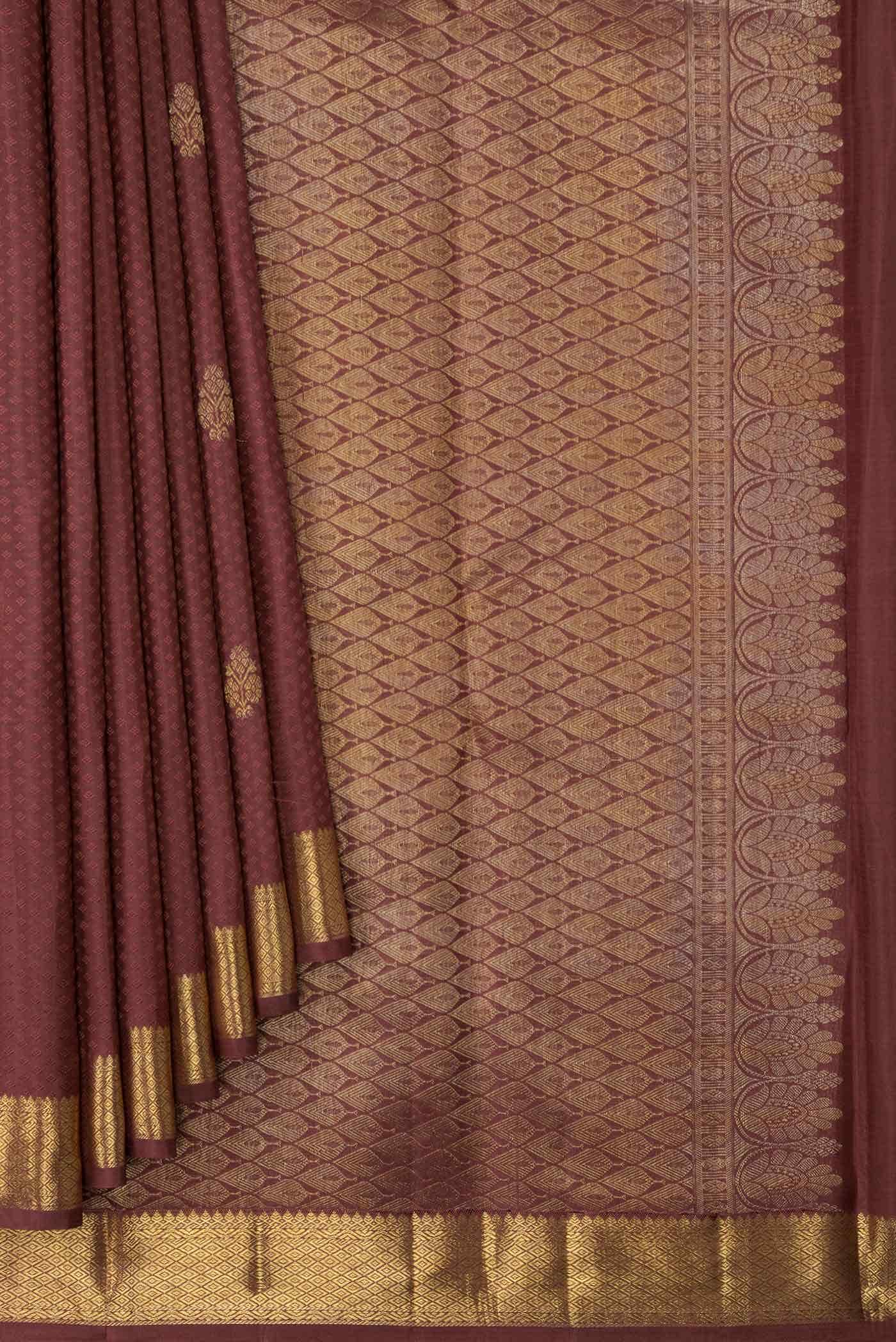 Pure Silk Pure Zari Brown Kanchipuram Saree