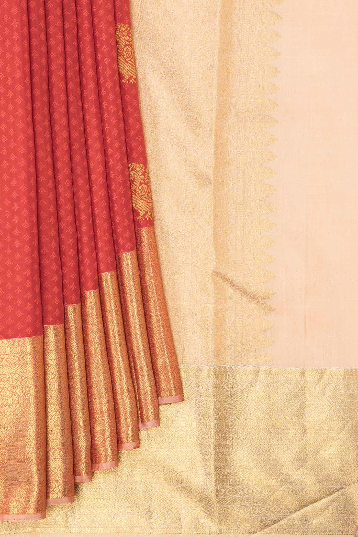 Red Dual Tone Kanchipuram Silk Saree