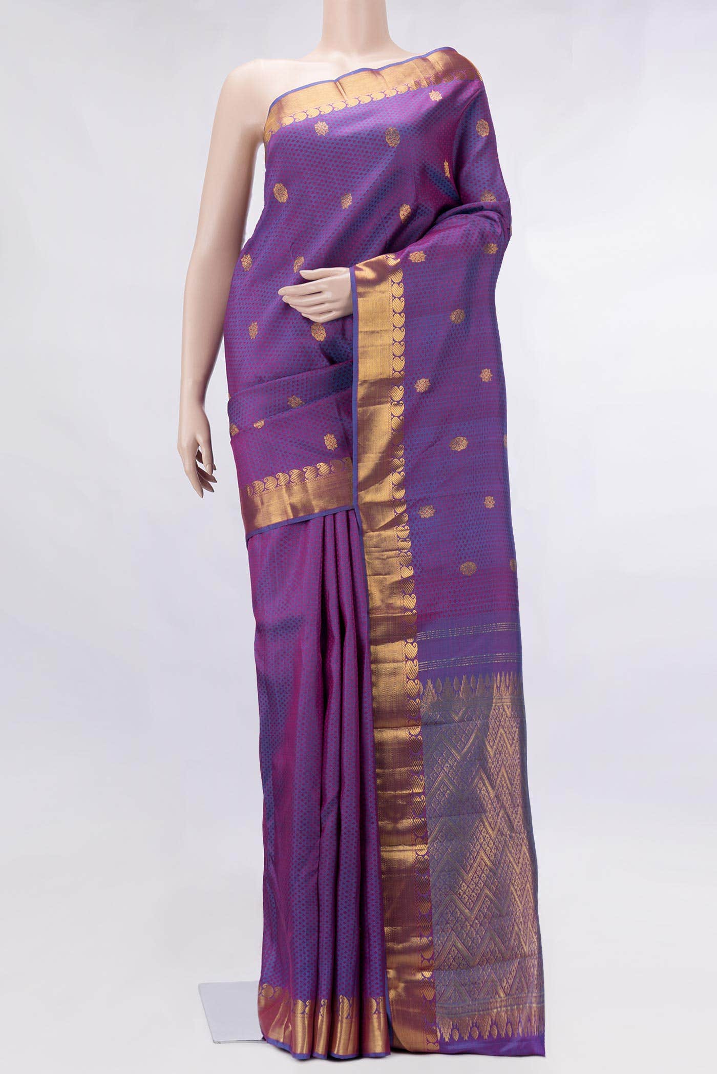 Purple Dual Tone Kanchipuram Silk Saree
