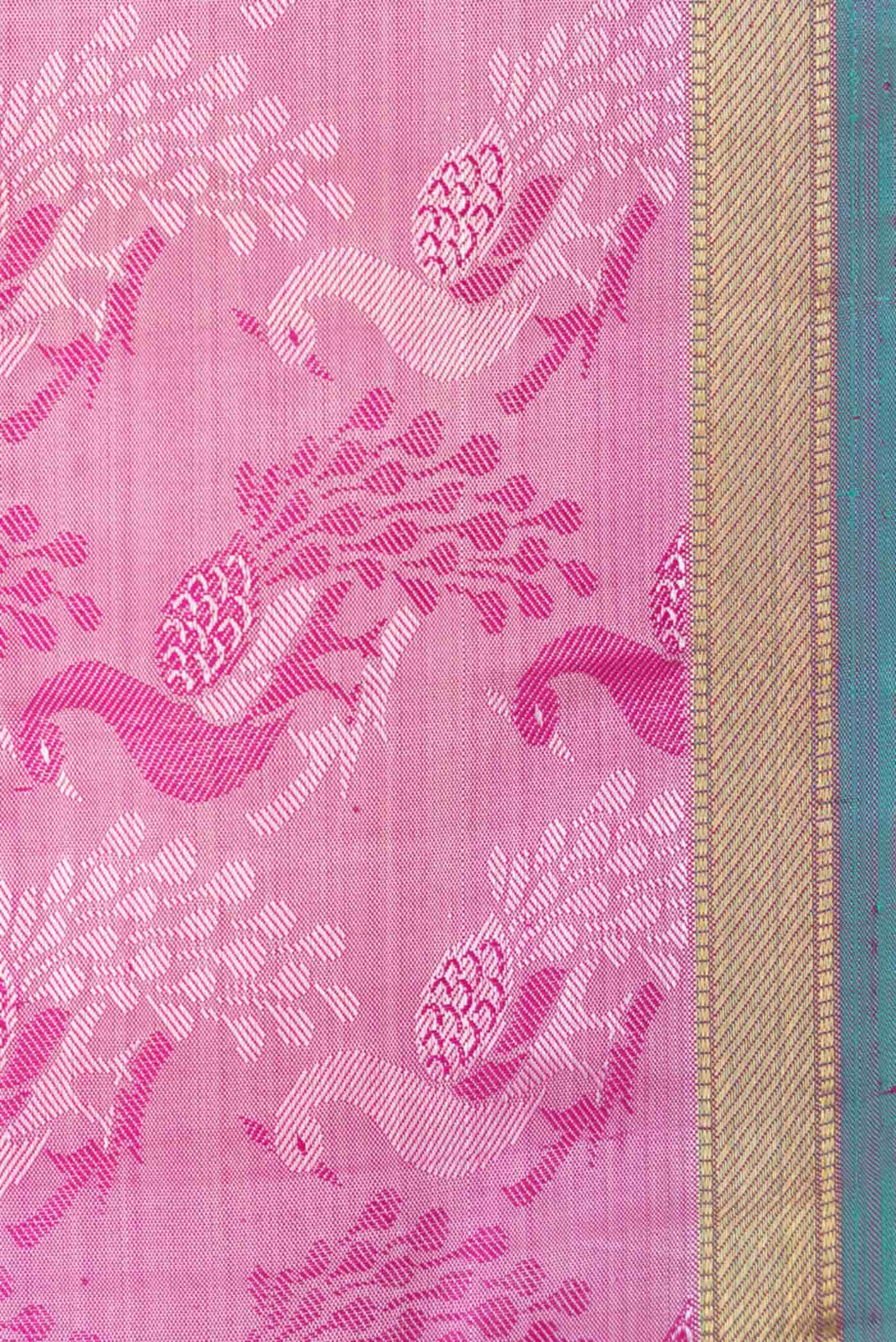 Pure Silk Pure Zari Pink Dual Tone Kanchipuram Saree