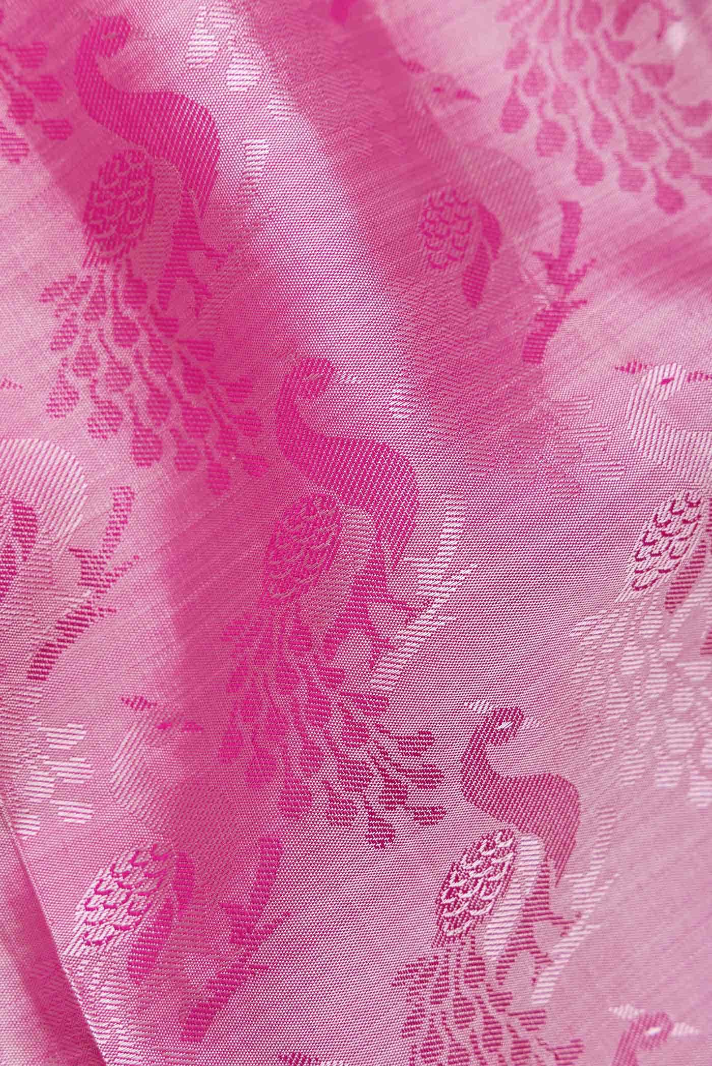 Pure Silk Pure Zari Pink Dual Tone Kanchipuram Saree