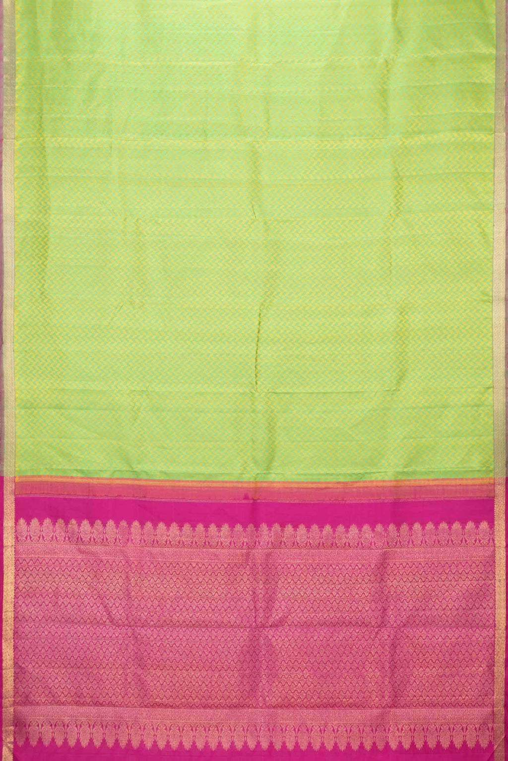 Pure Silk Pure Zari Parrot Green Dual Tone Kanchipuram Saree