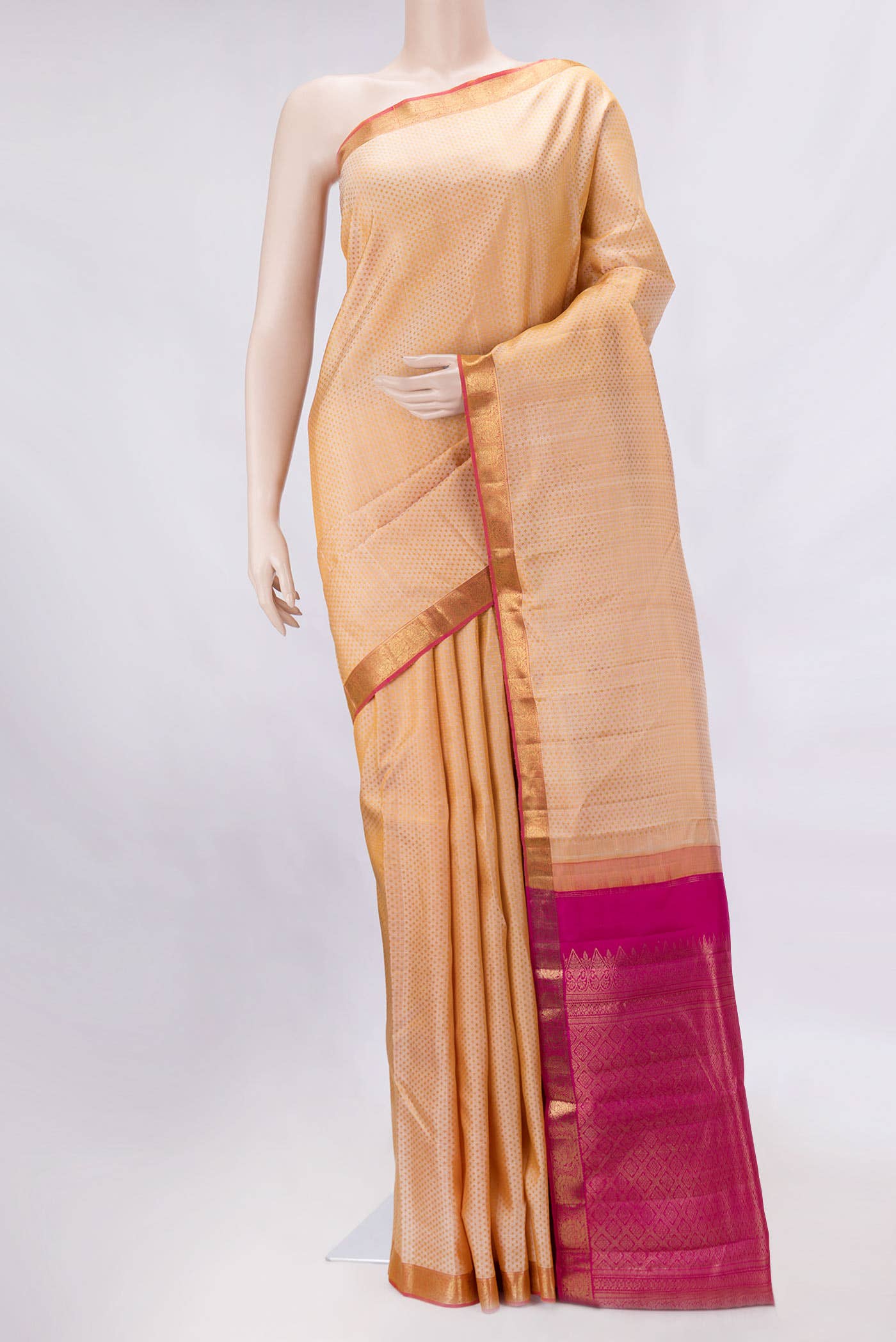 Pure Silk Pure Zari Sandal Dual Tone Kanchipuram Saree
