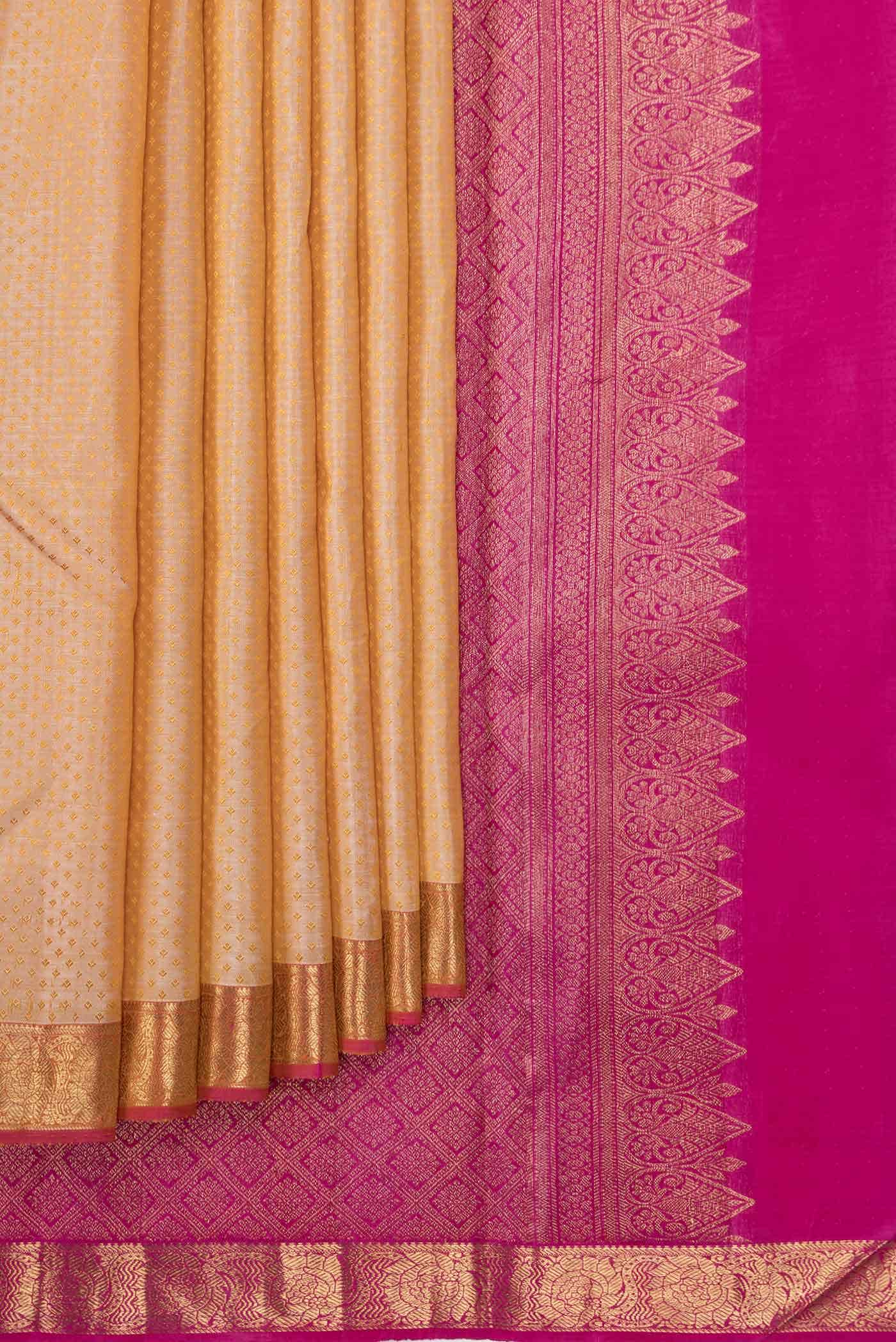 Pure Silk Pure Zari Sandal Dual Tone Kanchipuram Saree